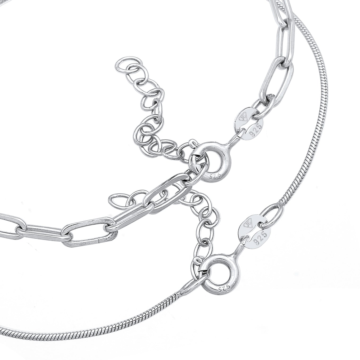Silber - Elli PREMIUM | Glieder- & Schlangenarmband 2er Set | 925er Sterling Silber