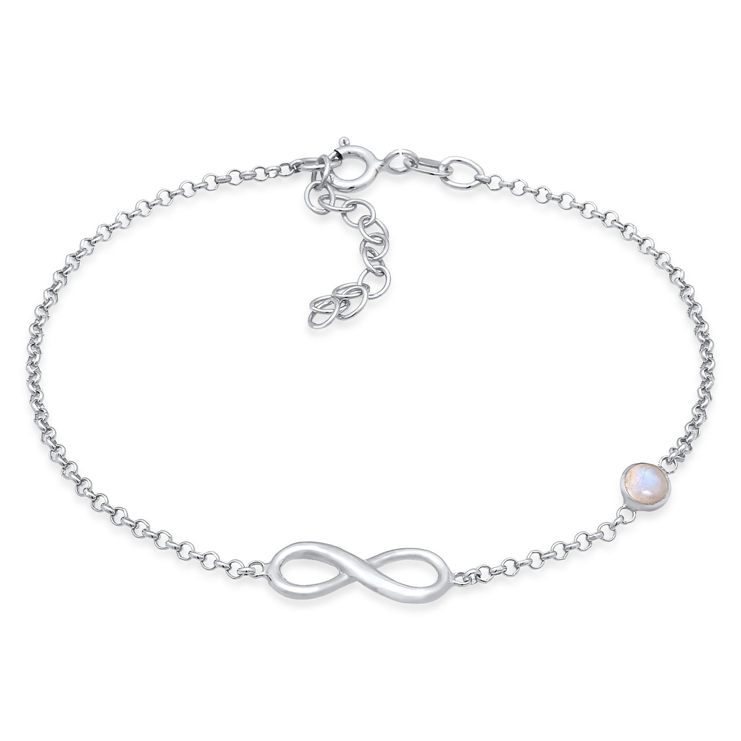 Silber - Elli | Armband Infinity | Mondstein (Weiß) | 925er Sterling Silber