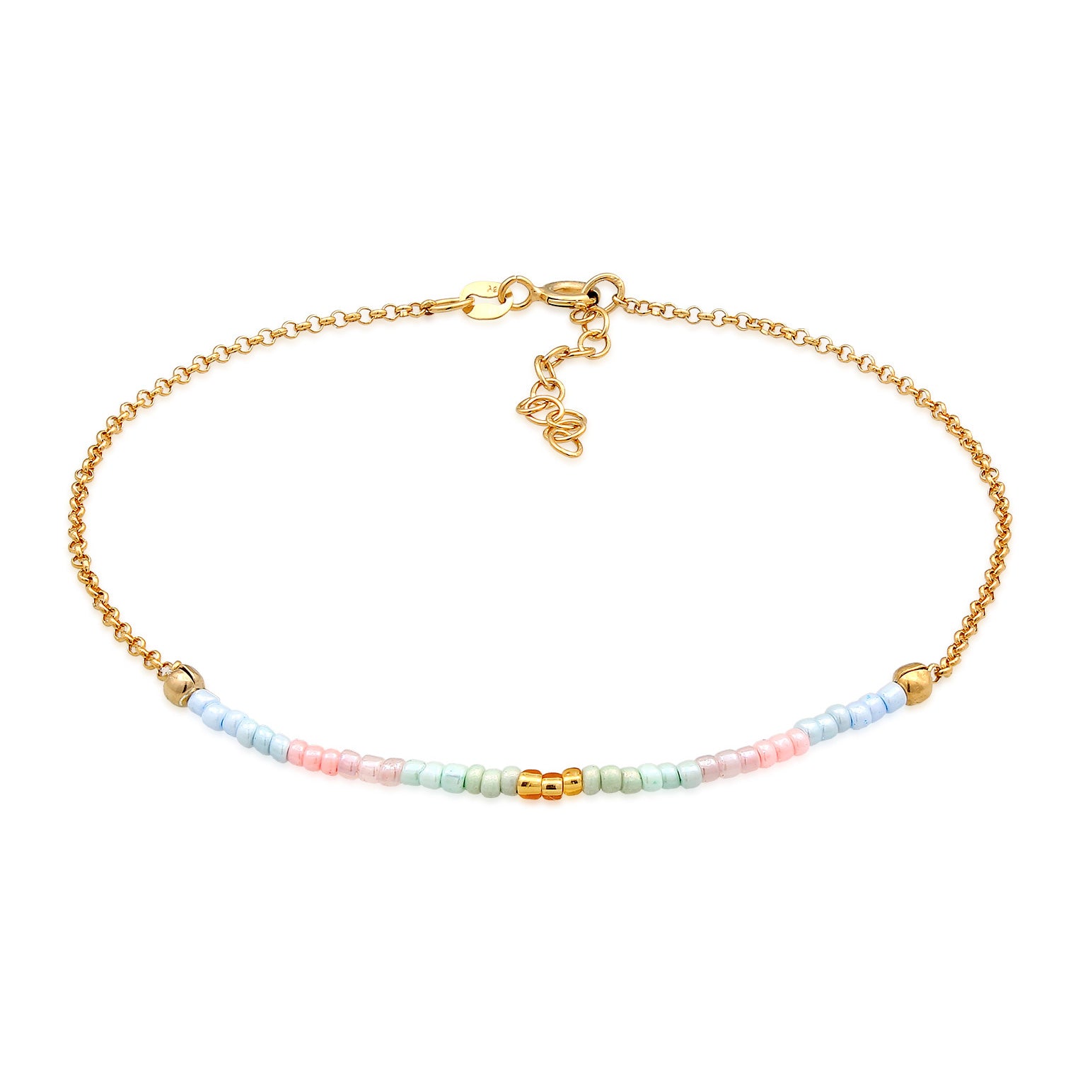 Gold - Elli | Fußkettchen Beads | 925er Sterling Silber Vergoldet