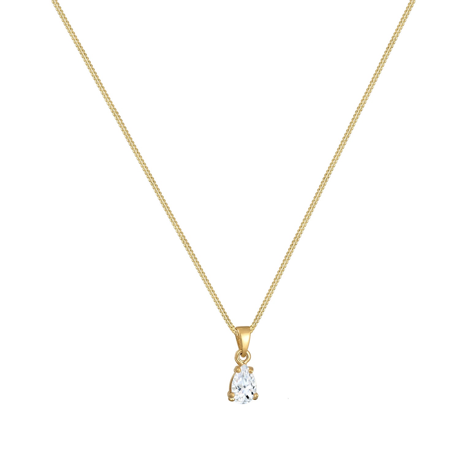 Gold - Elli PREMIUM | Halskette Solitär | Topas (Weiß) | 375er Gelbgold