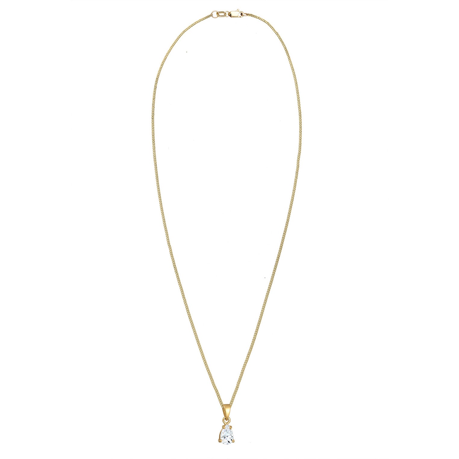 Gold - Elli PREMIUM | Halskette Solitär | Topas (Weiß) | 375er Gelbgold