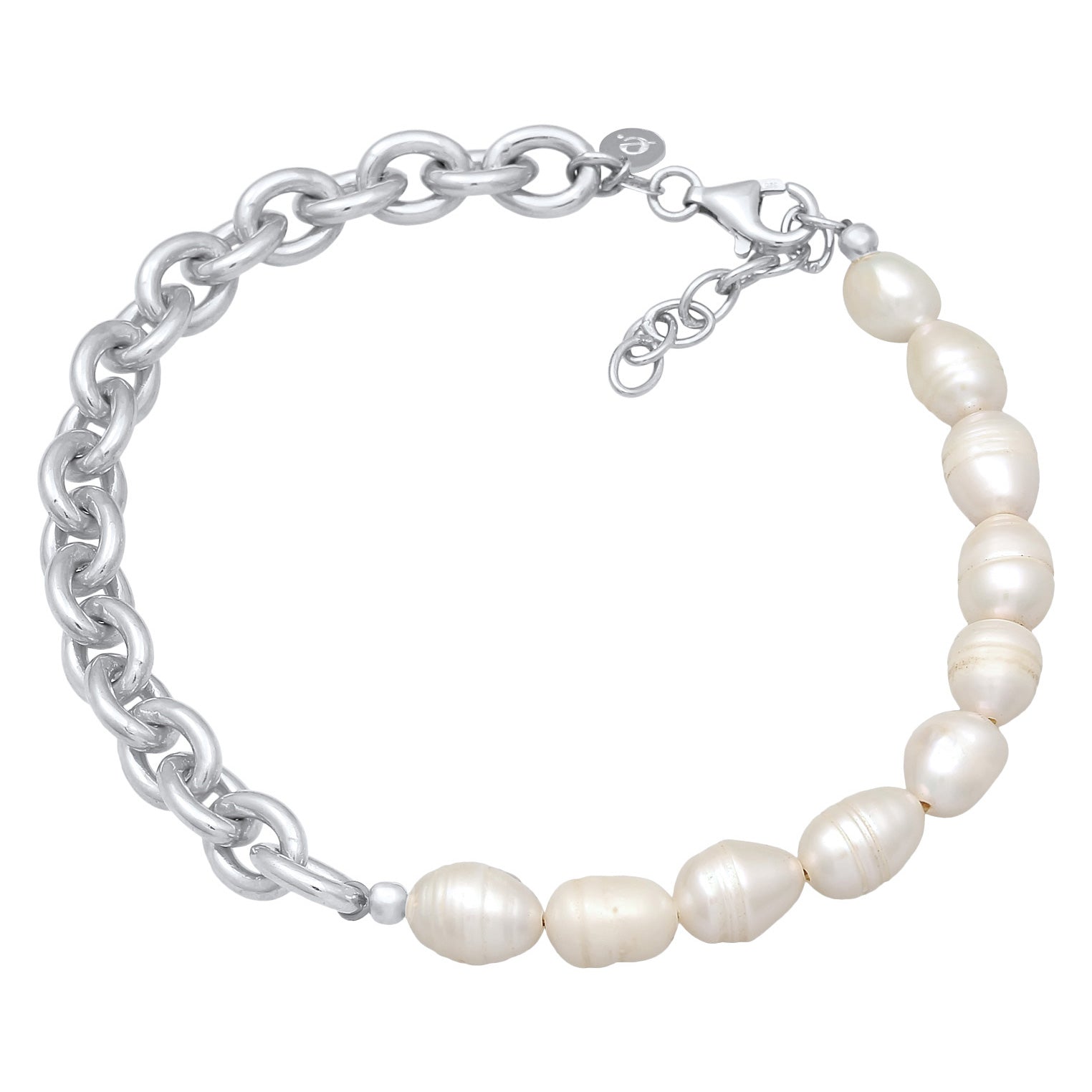 Silber - Elli PREMIUM | Glieder-Fußkettchen | Süßwasserperlen | 925er Sterling Silber