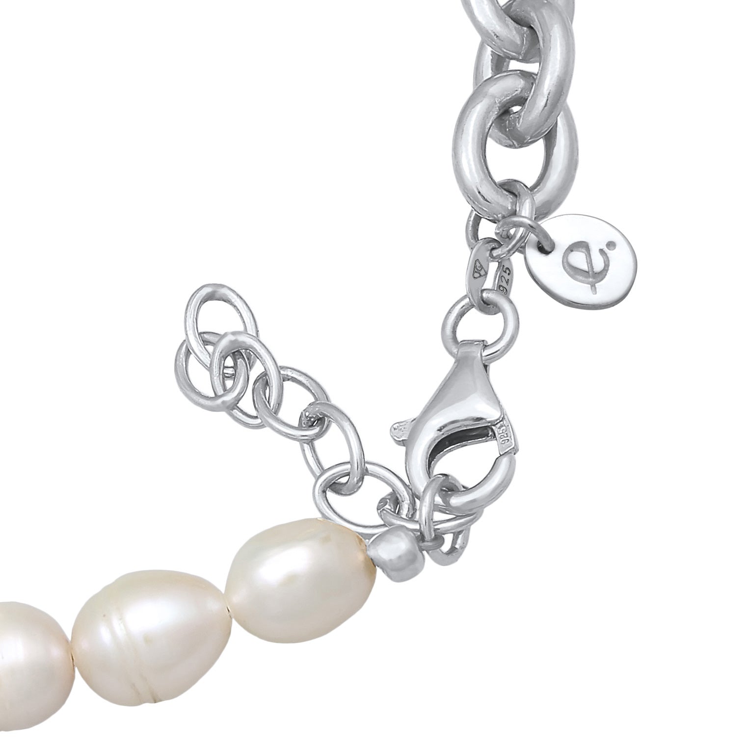 Silber - Elli PREMIUM | Glieder-Fußkettchen | Süßwasserperlen | 925er Sterling Silber