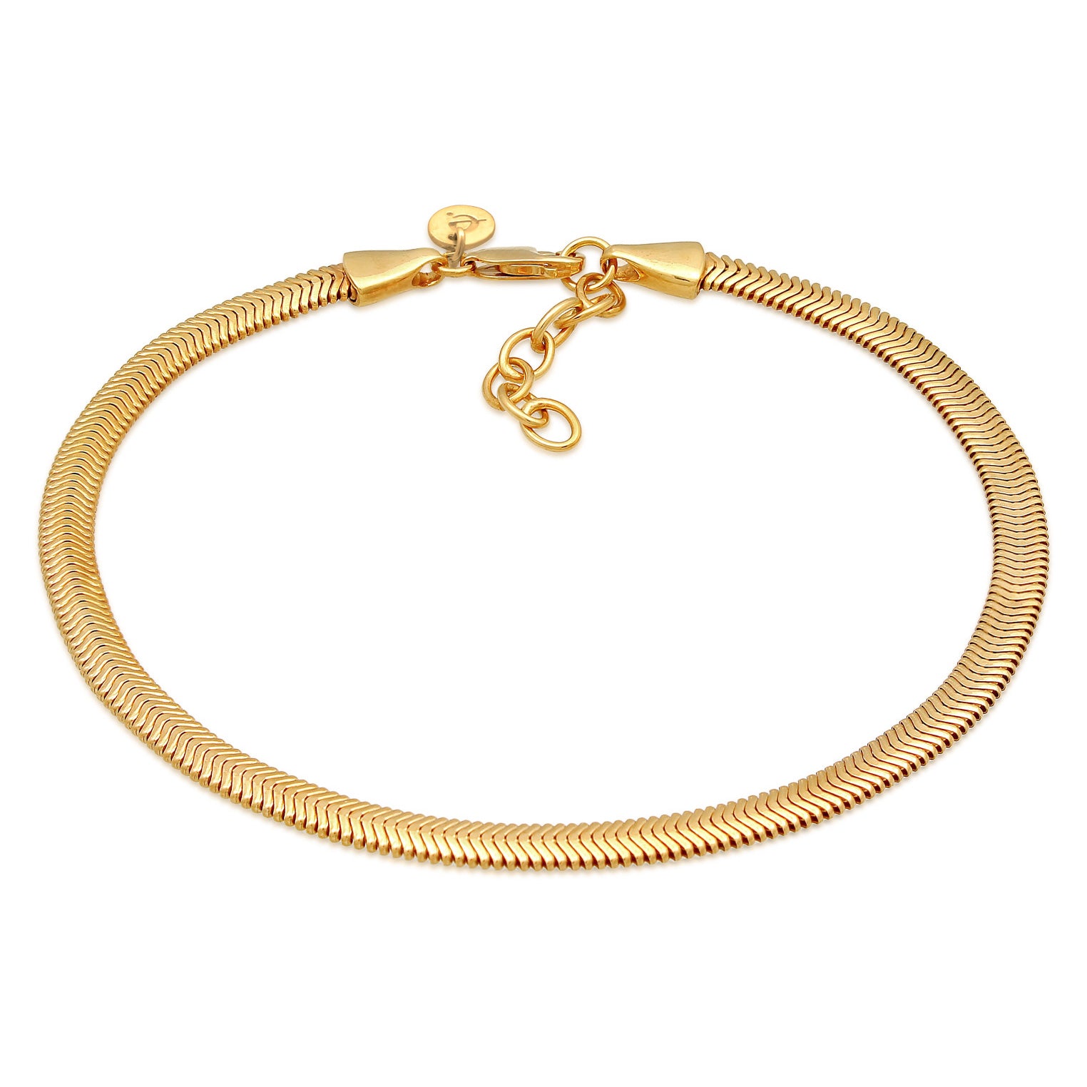 Gold - Elli PREMIUM | Fußkettchen Schlangenkette | 925er Sterling Silber vergoldet