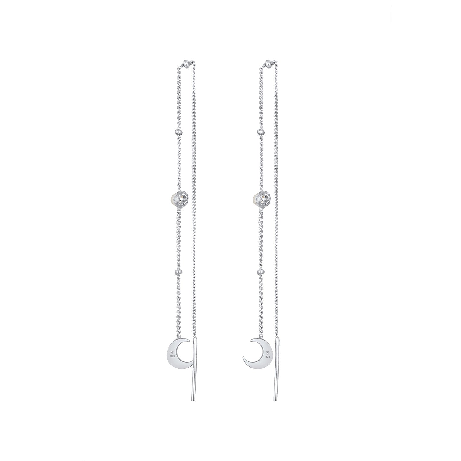Silber - Elli | Schmuckset Halbmond | Mondstein (Weiß) | 925er Sterling Silber