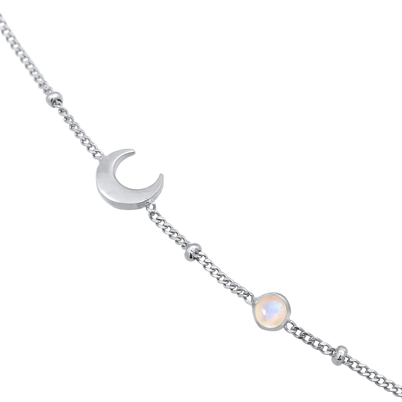 Silber - Elli | Schmuckset Halbmond | Mondstein (Weiß) | 925er Sterling Silber
