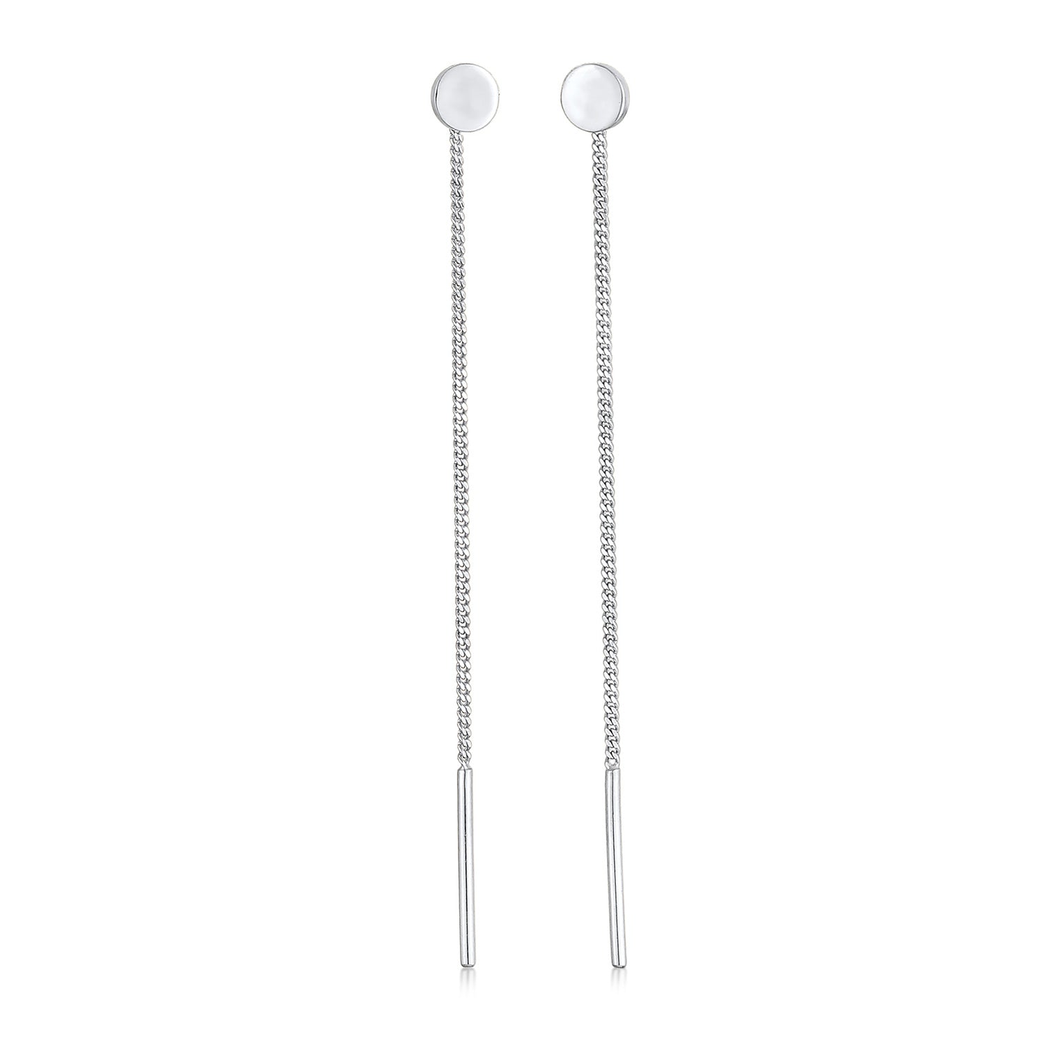 Silber - Elli | Durchzieh-Ohrhänger Plättchen | 925er Sterling Silber