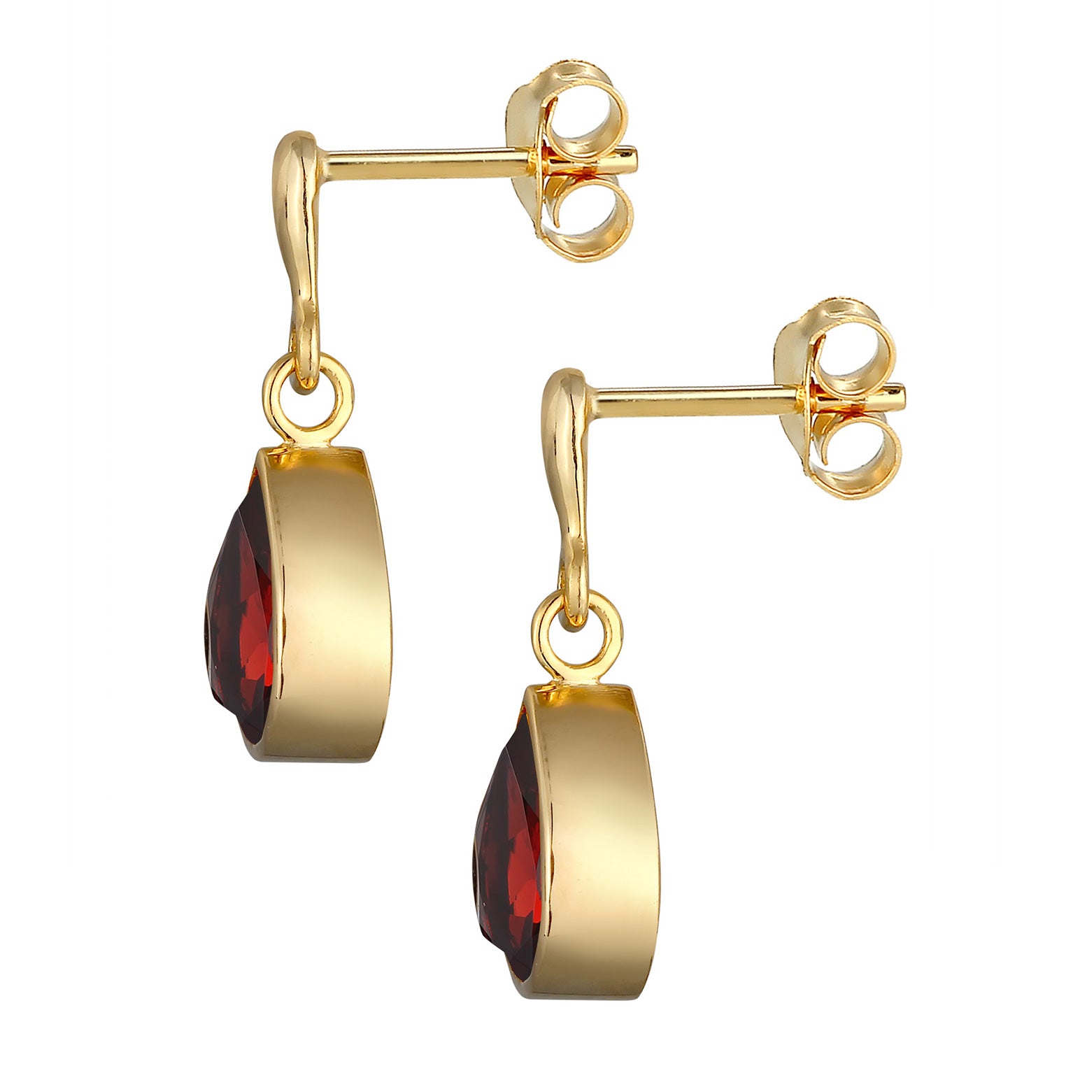 Gold - Elli PREMIUM | Ohrhänger Tropfen | Granat (Rot) | 925er Sterling Silber