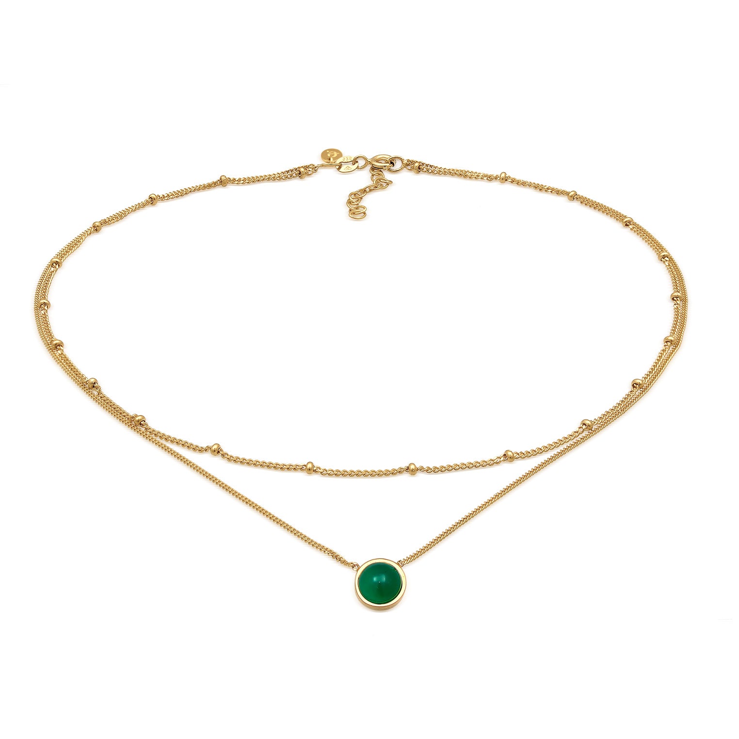 Gold - Elli PREMIUM | Choker Kugel | Achat (Grün) | 925er Sterling Silber