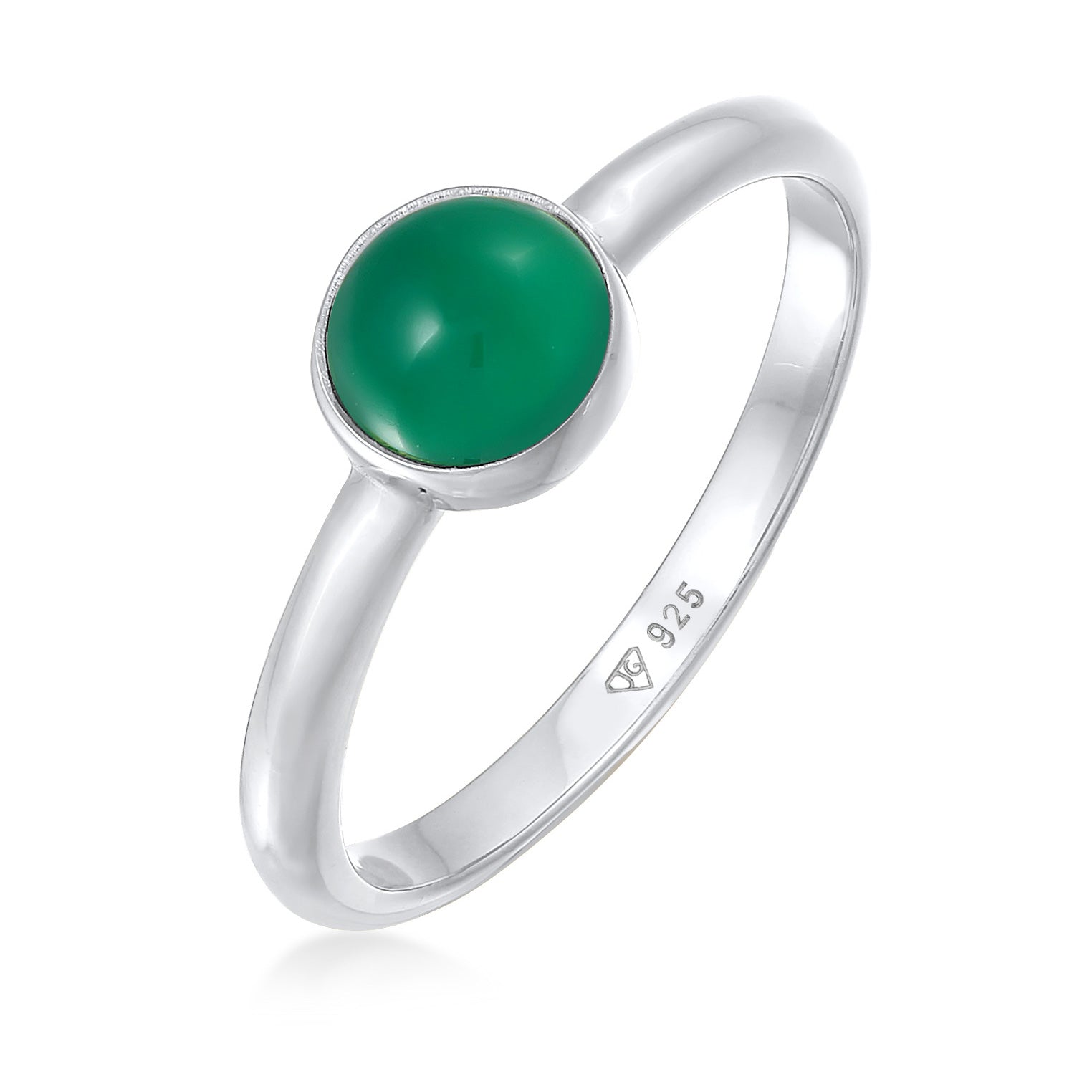 Silber - Elli PREMIUM | Solitär-Ring | Achat (Grün) | 925er Sterling Silber