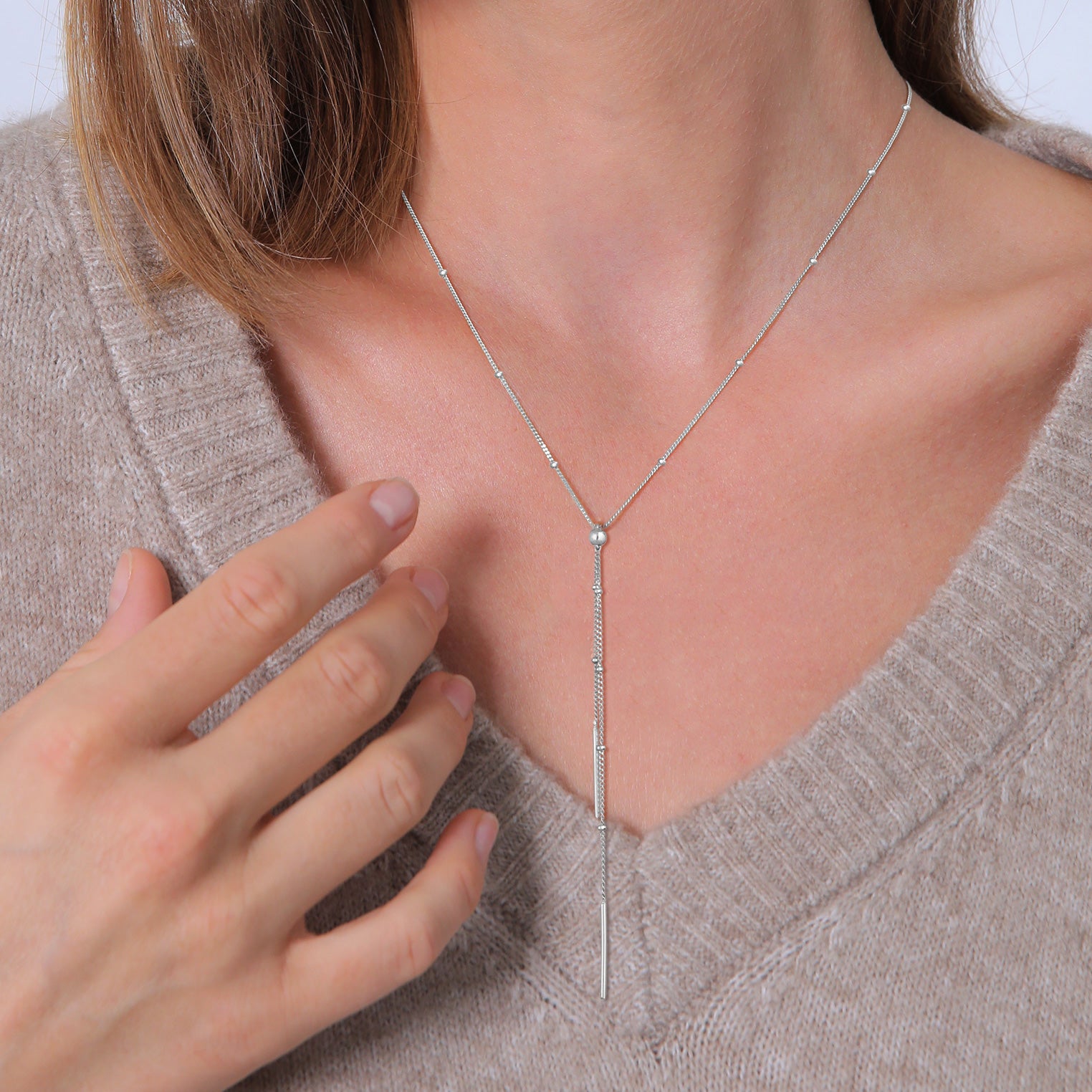 Silber - Elli | Y-Halskette Geo | 925er Sterling Silber