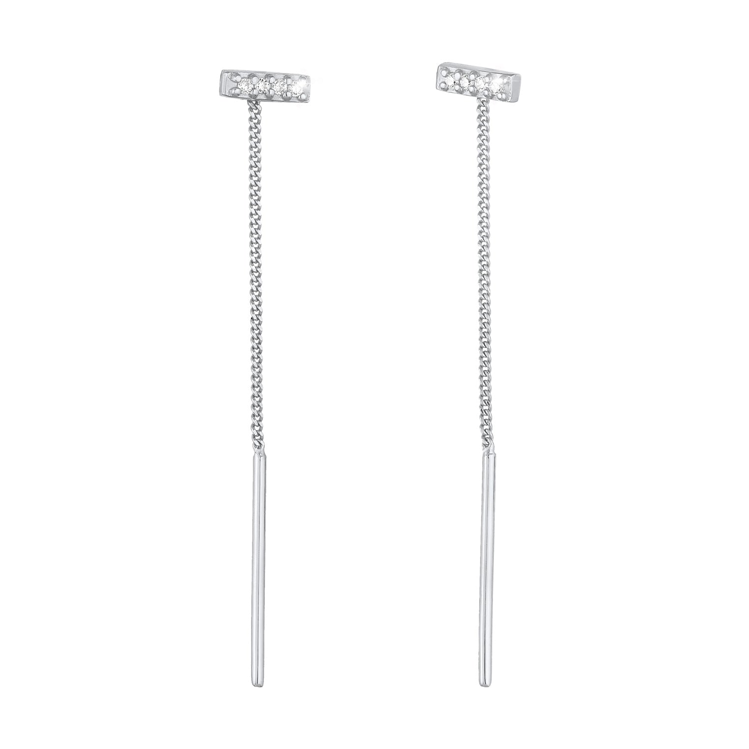 Silber - Elli | Ohrhänger Stab | Zirkonia (Weiß) | 925er Sterling Silber