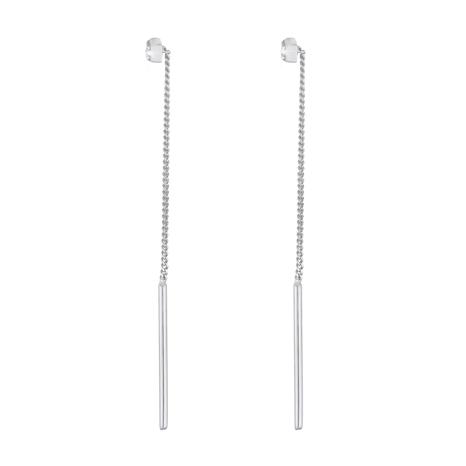 Silber - Elli | Ohrhänger Stab | Zirkonia (Weiß) | 925er Sterling Silber