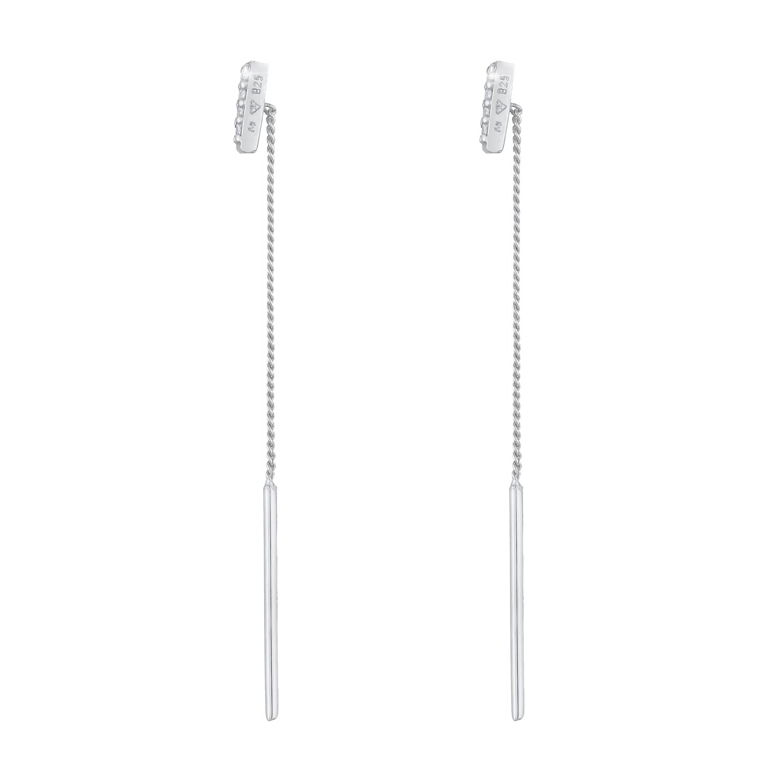 Silber - Elli | Ohrhänger Stab | Zirkonia (Weiß) | 925er Sterling Silber