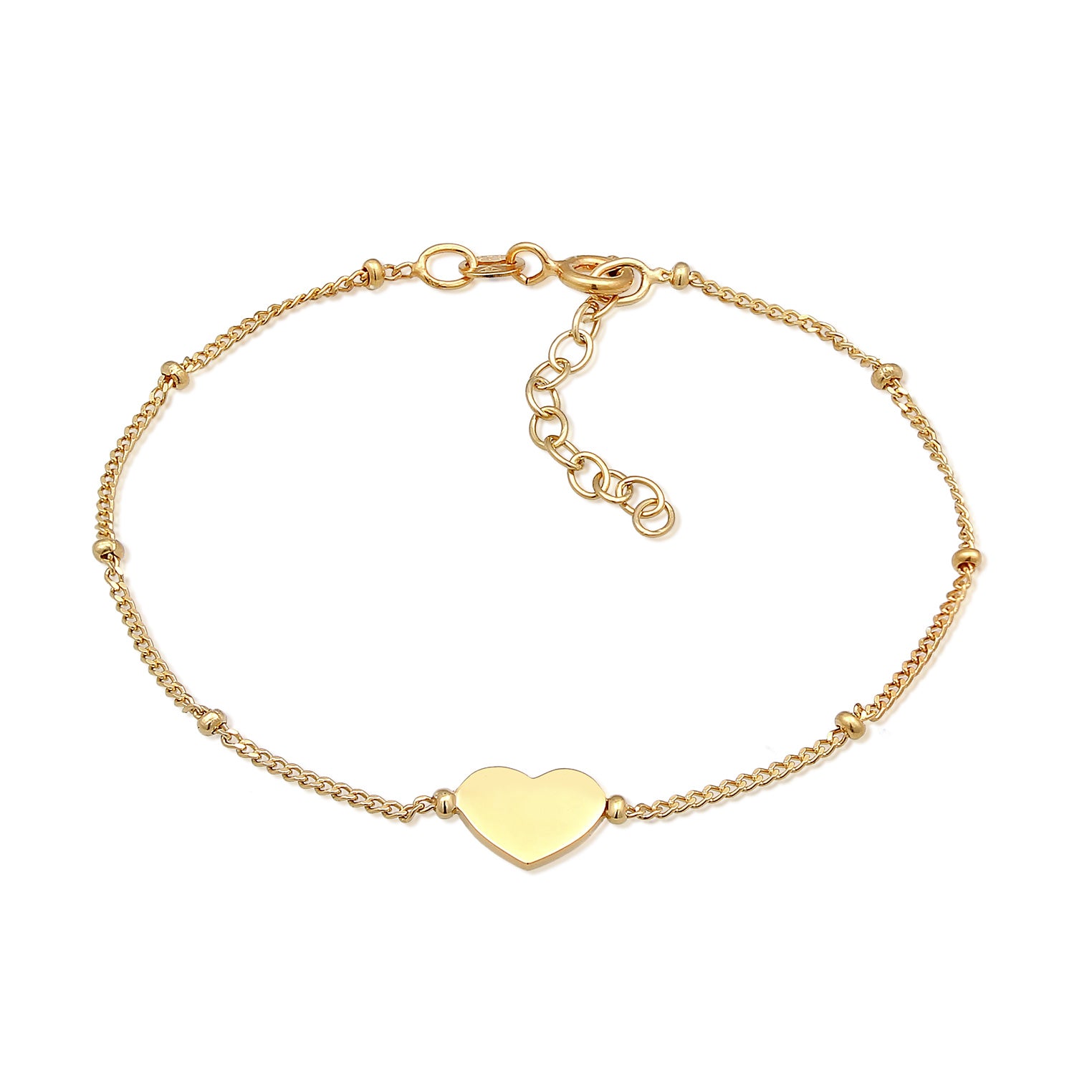 Gold - Elli | Kugel-Armband Herz | 925er Sterling Silber Vergoldet