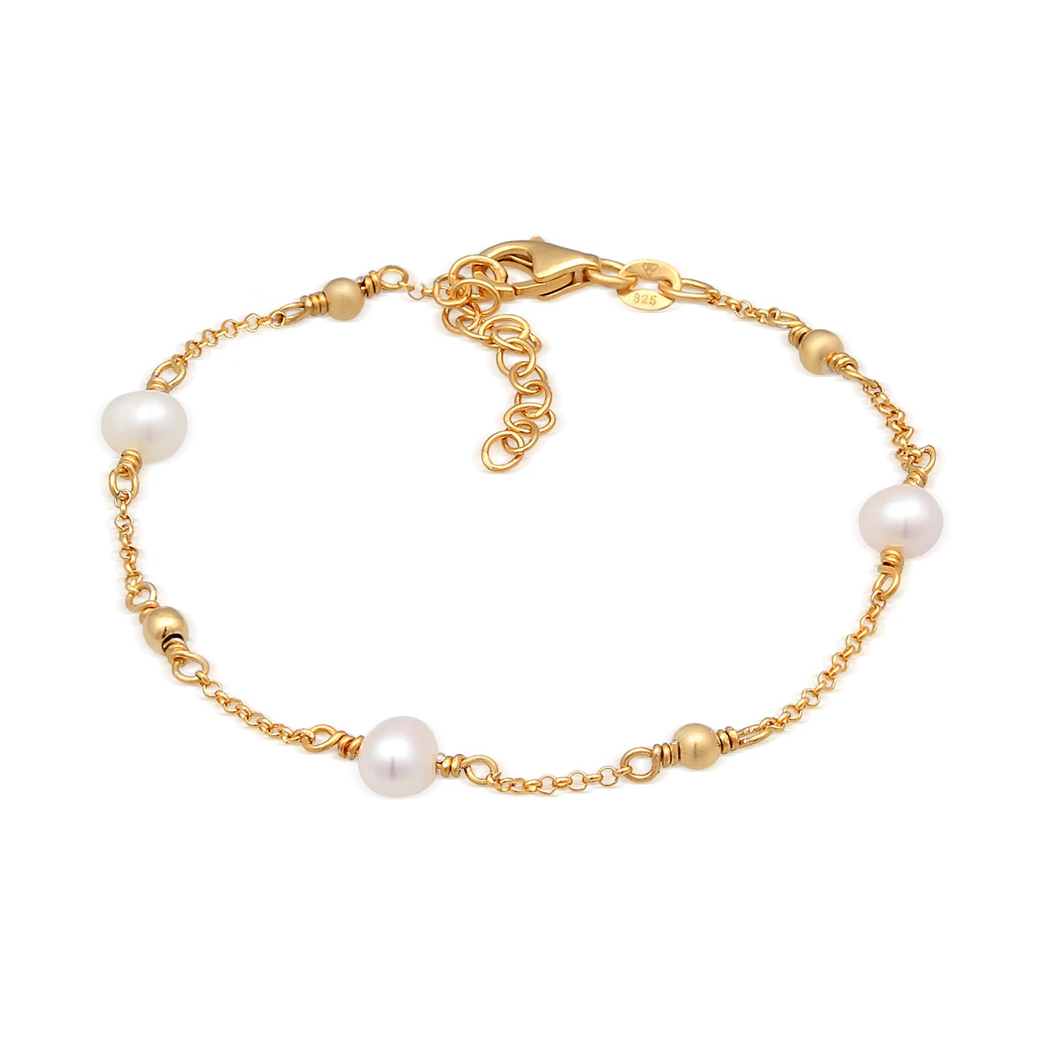 Gold - Elli | Armband  | Süßwasserzuchtperle | 925er Sterling Silber Vergoldet