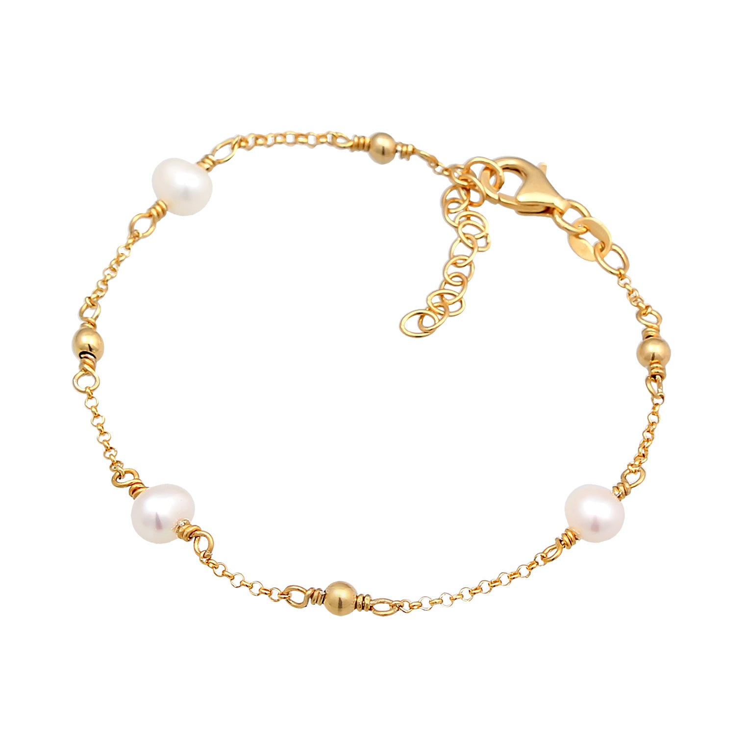Gold - Elli | Armband  | Süßwasserzuchtperle | 925er Sterling Silber Vergoldet