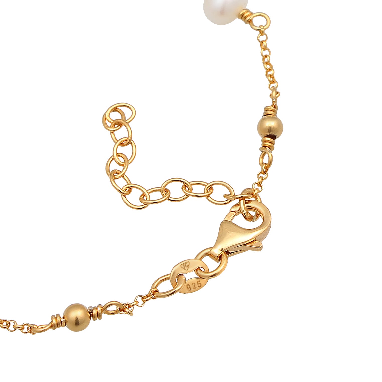 Gold - Elli | Armband  | Süßwasserzuchtperle | 925er Sterling Silber Vergoldet