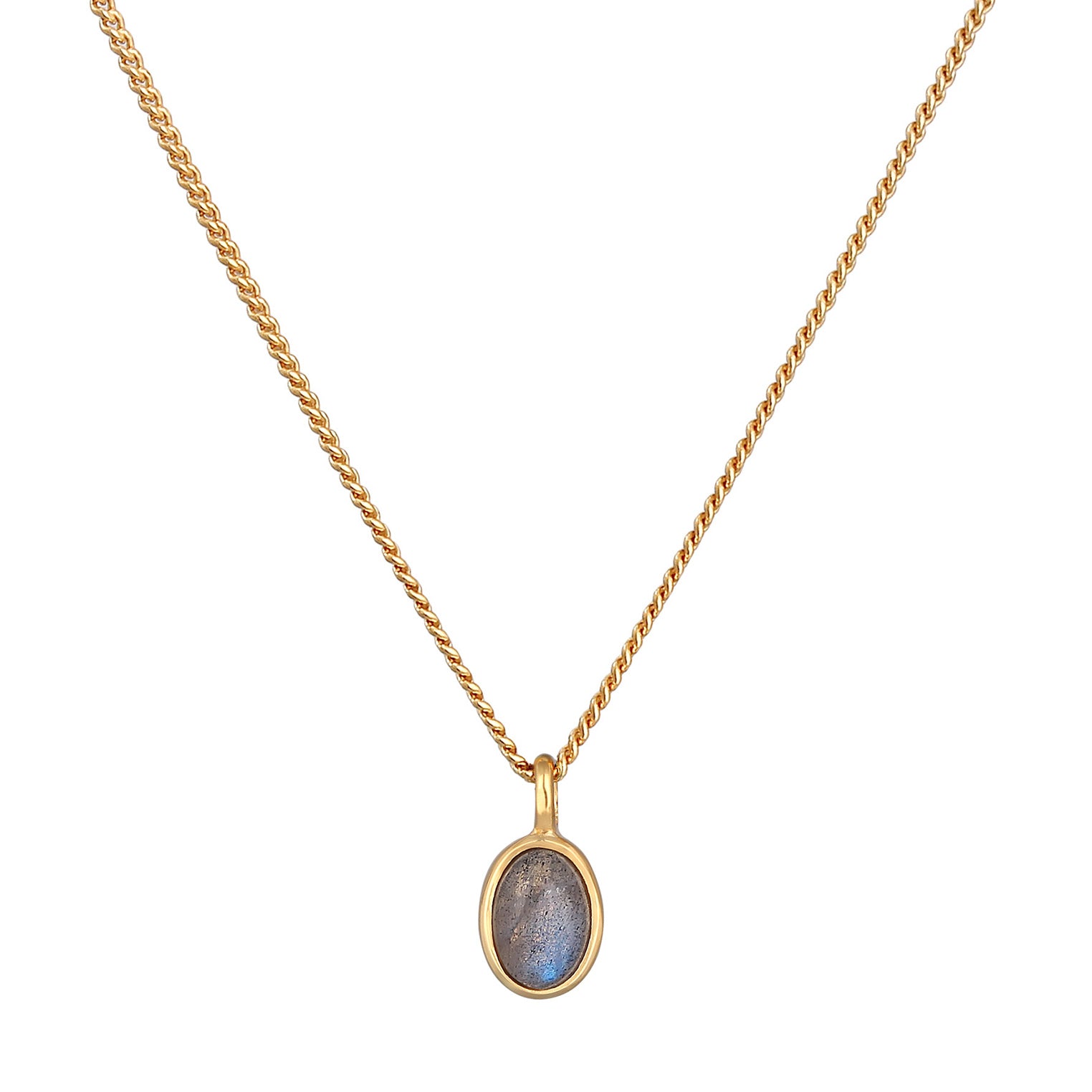 Gold - Elli PREMIUM | Halskette Oval | Labradorit | 375er Gelbgold