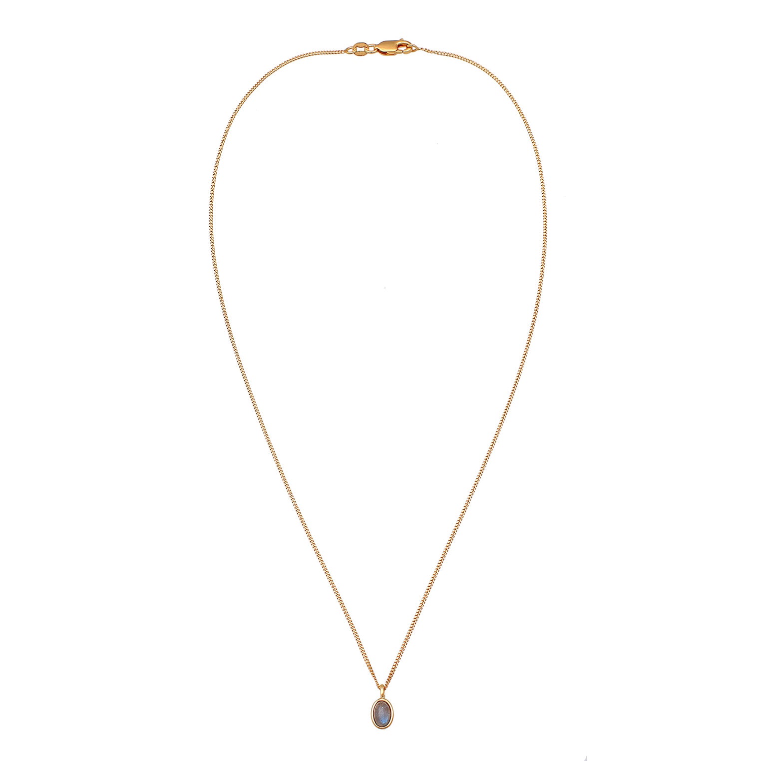 Gold - Elli PREMIUM | Halskette Oval | Labradorit | 375er Gelbgold