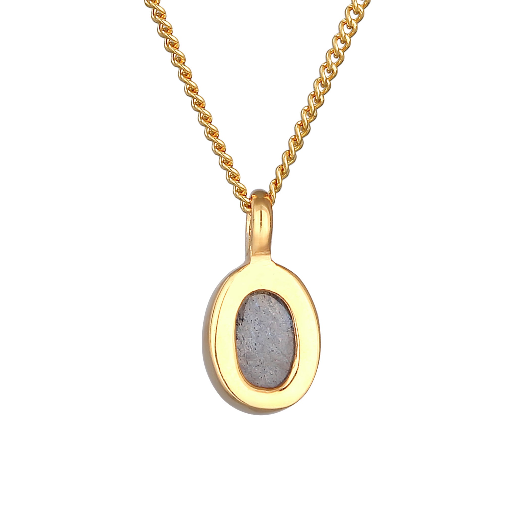 Gold - Elli PREMIUM | Halskette Oval | Labradorit | 375er Gelbgold