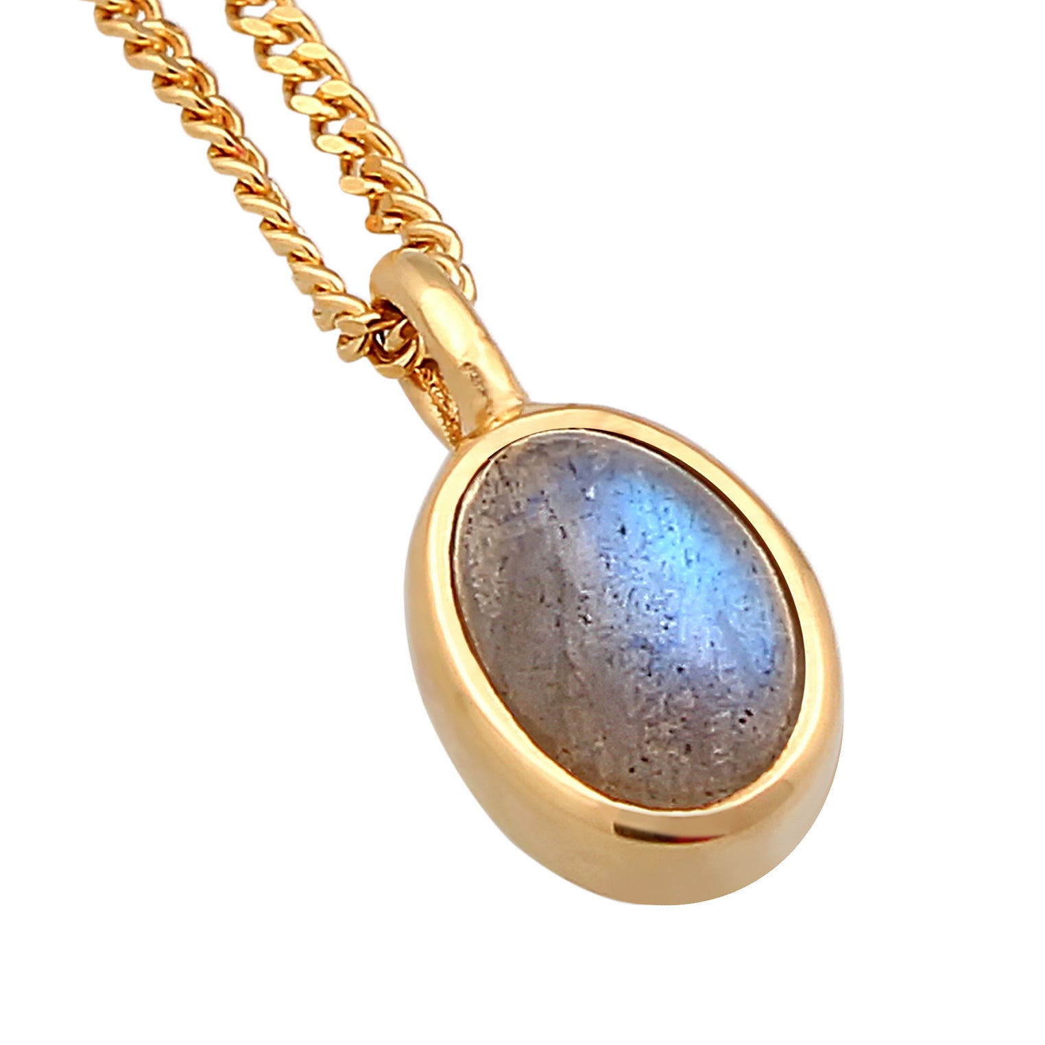 Gold - Elli PREMIUM | Halskette Oval | Labradorit | 375er Gelbgold