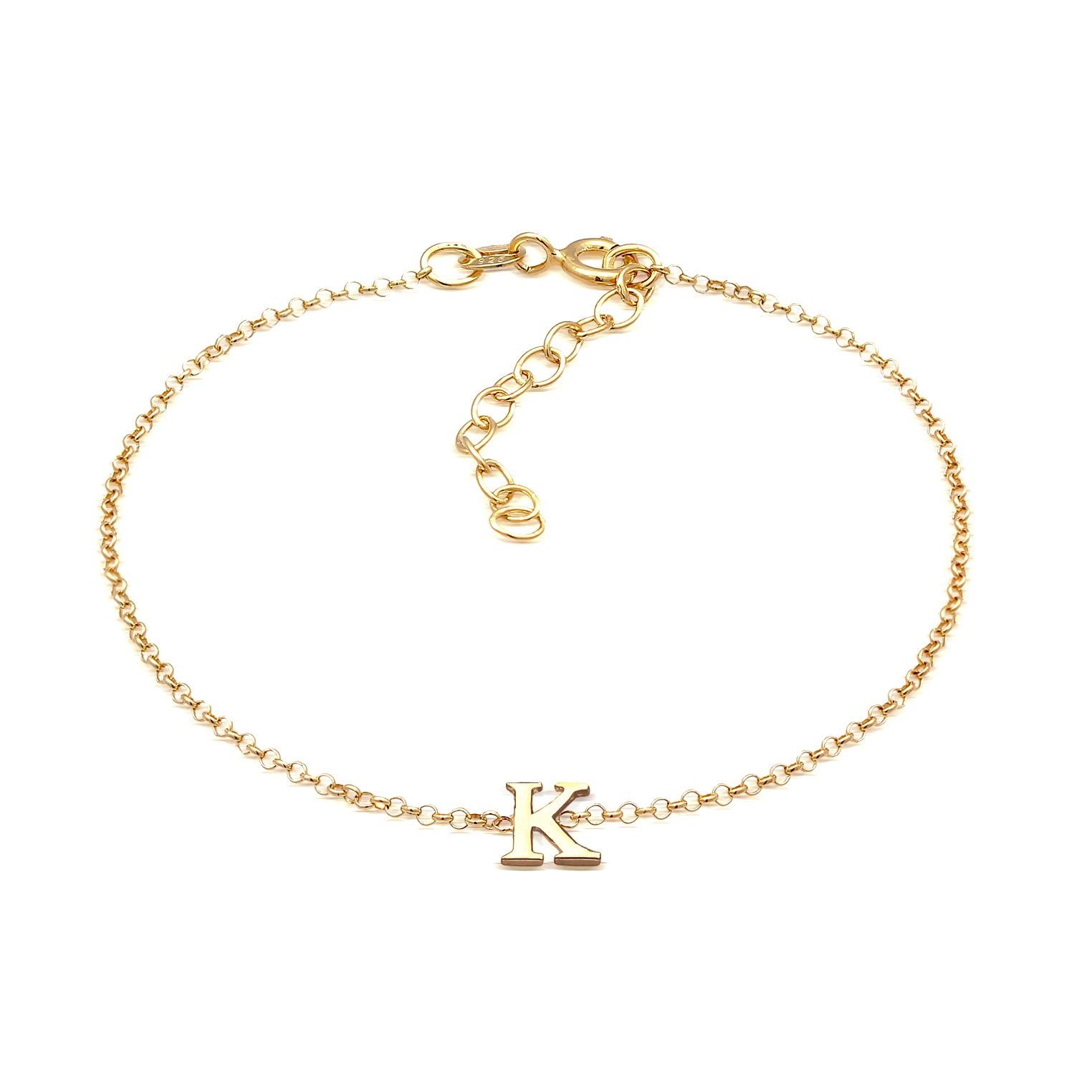 Letter K Initial CZ Stud Earrings in 14k Yellow Gold | Everyday Jewelry