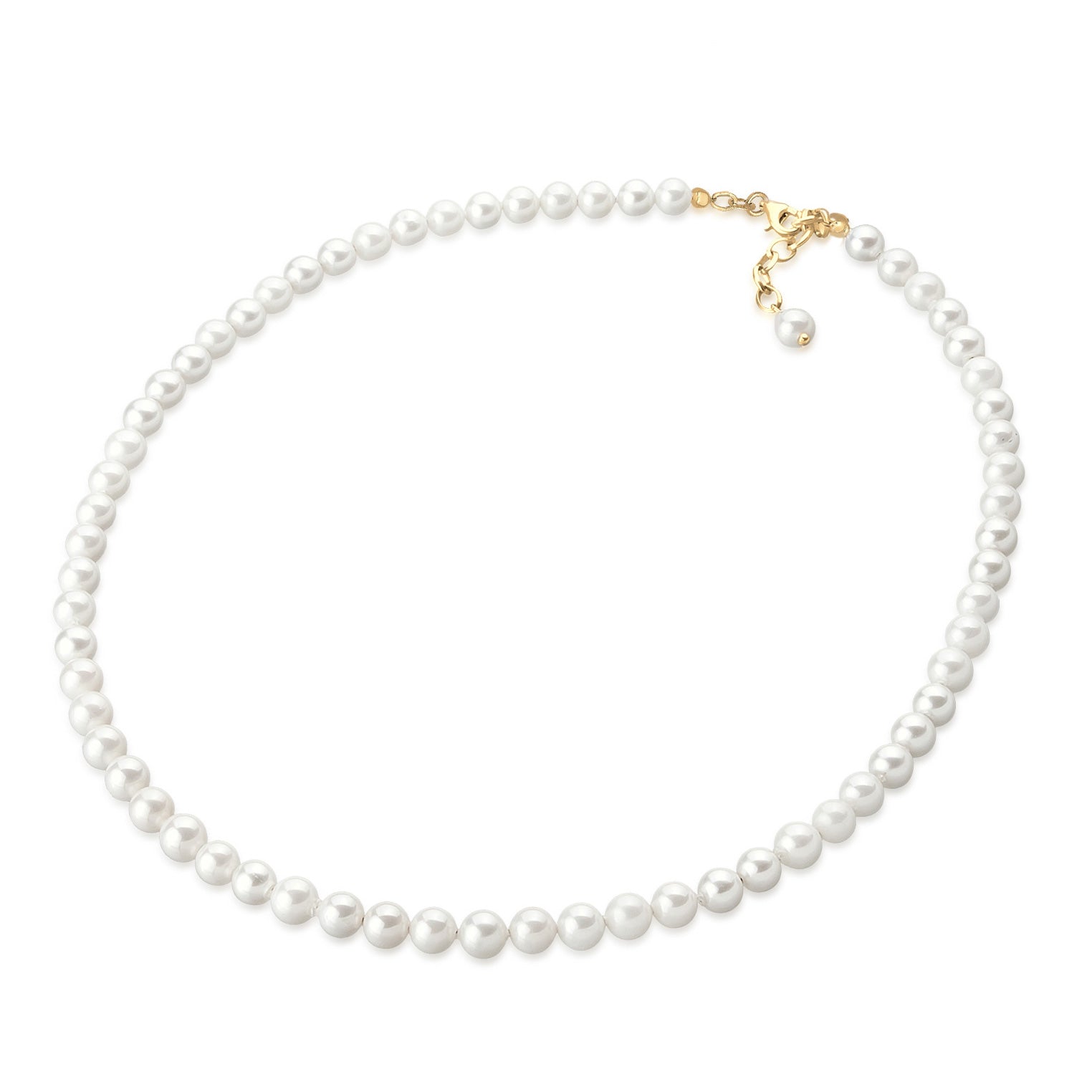 Gold - Elli | Glieder-Halskette | Perle | 925er Sterling Silber Vergoldet