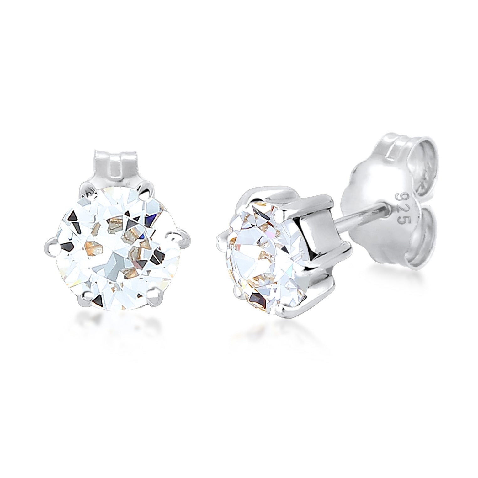 Silber - Elli | Ohrstecker Basic | Mit Kristallen von Swarovski® (Weiß) | 925er Sterling Silber