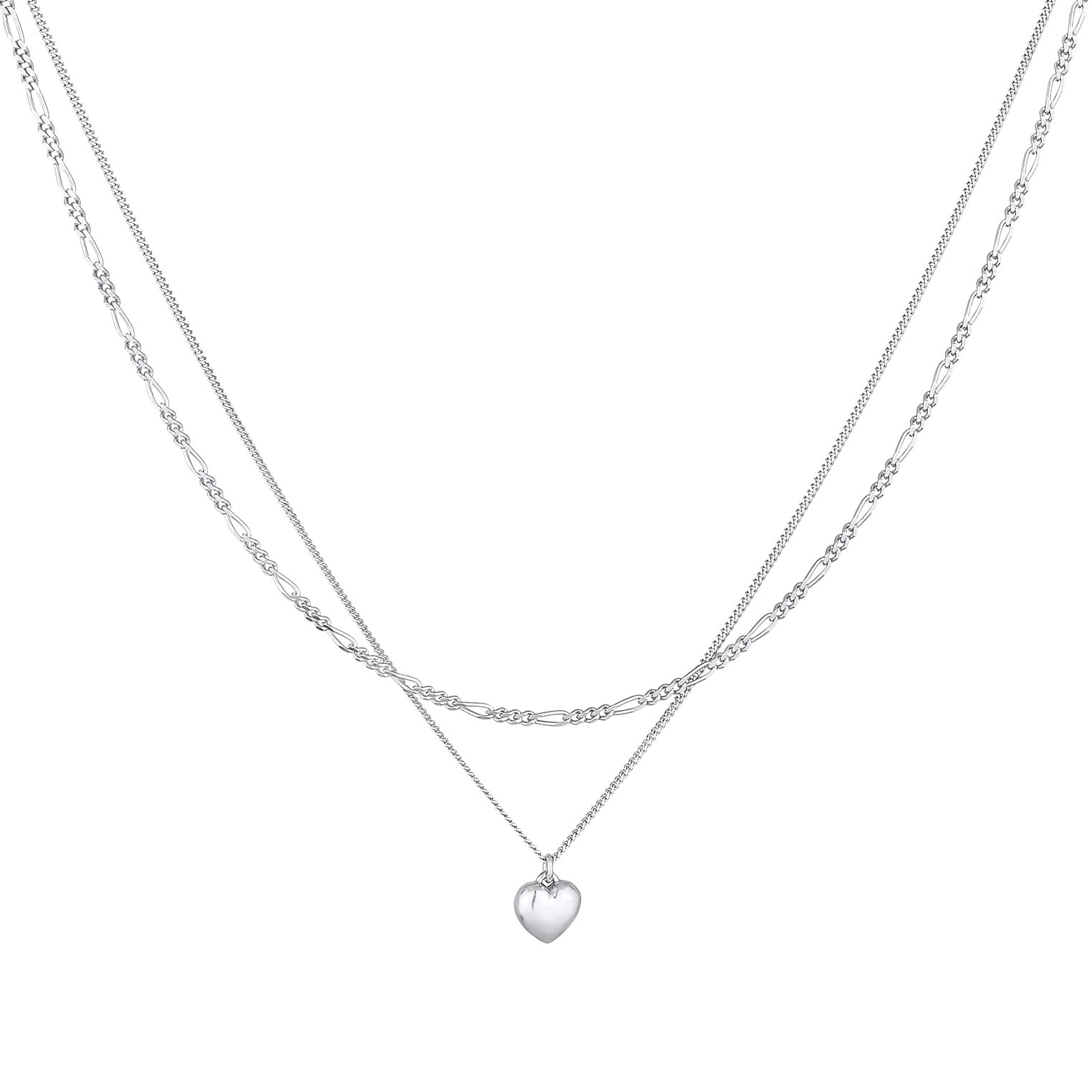 Silber - Elli | Layer-Halskette Herz | 925er Sterling Silber