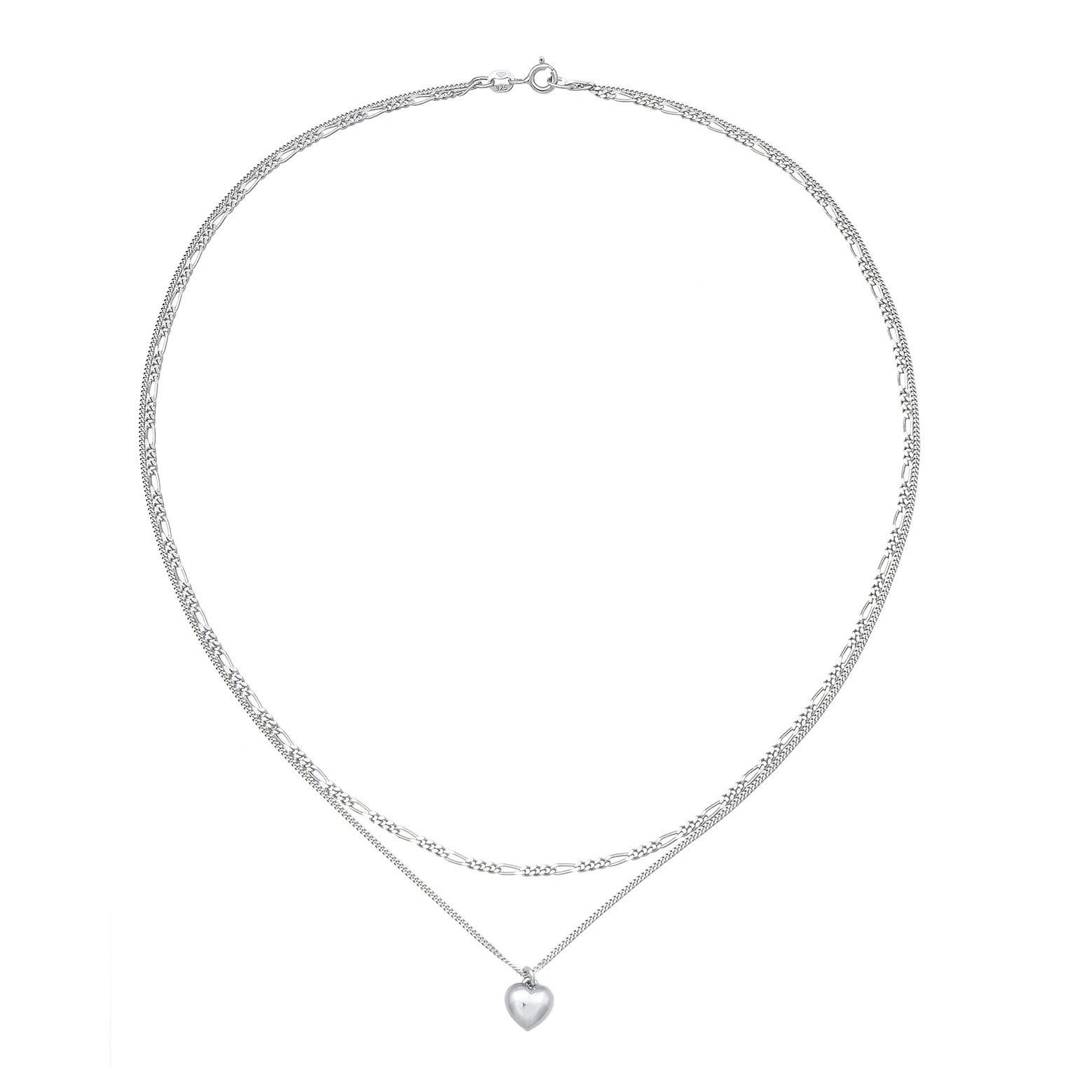 Silber - Elli | Layer-Halskette Herz | 925er Sterling Silber