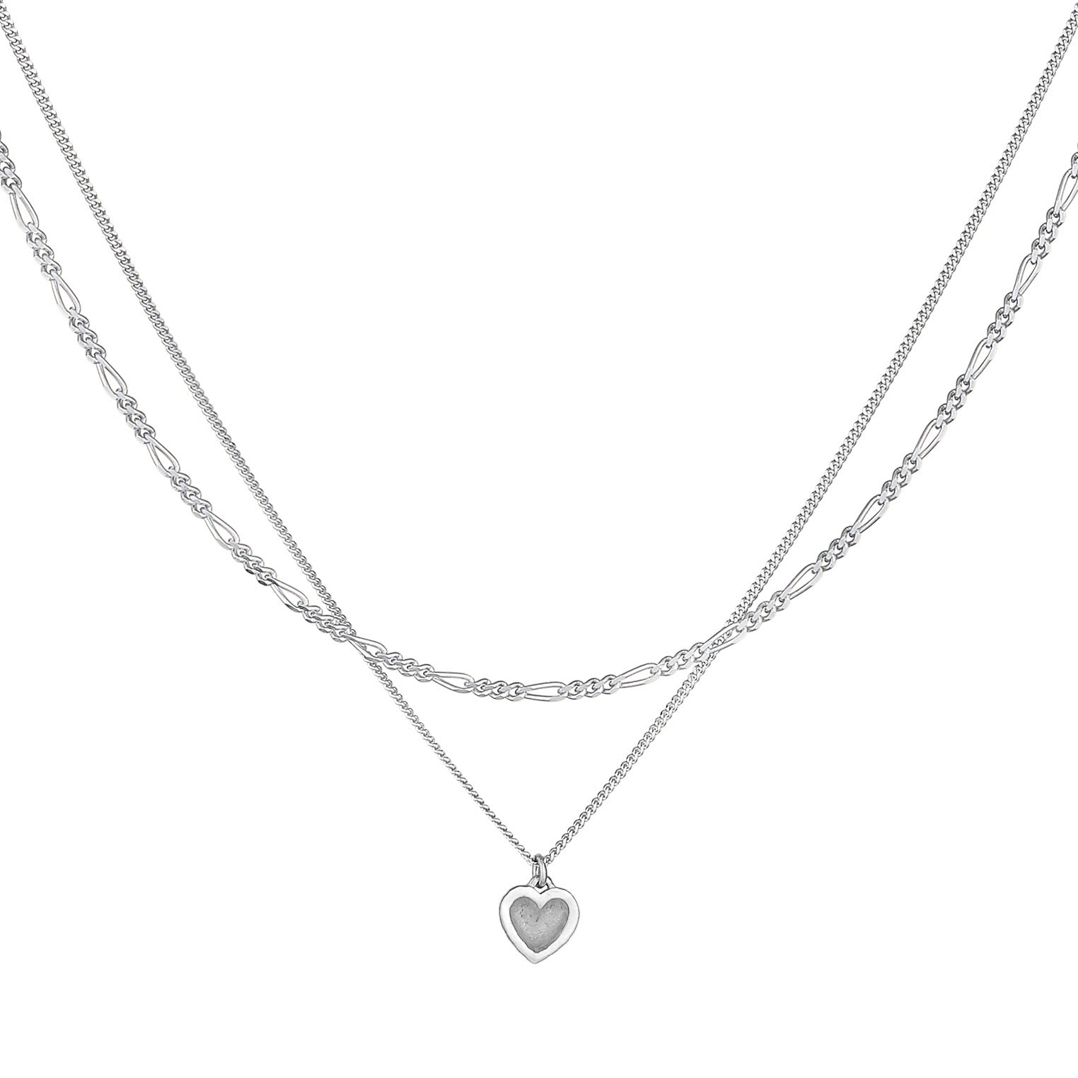 Silber - Elli | Layer-Halskette Herz | 925er Sterling Silber