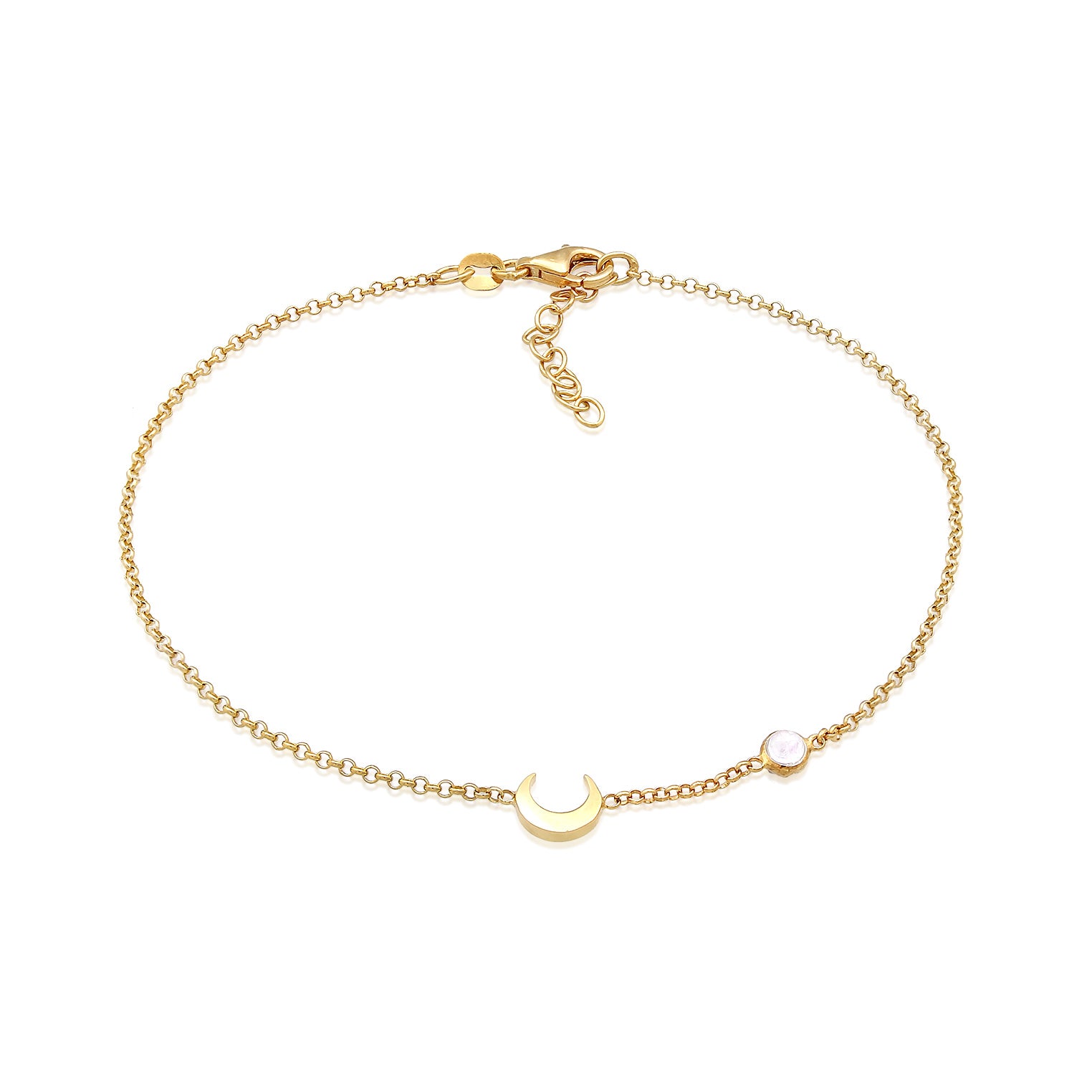Gold - Elli | Armband Mond | Mondstein (Weiß) | 925er Sterling Silber Vergoldet