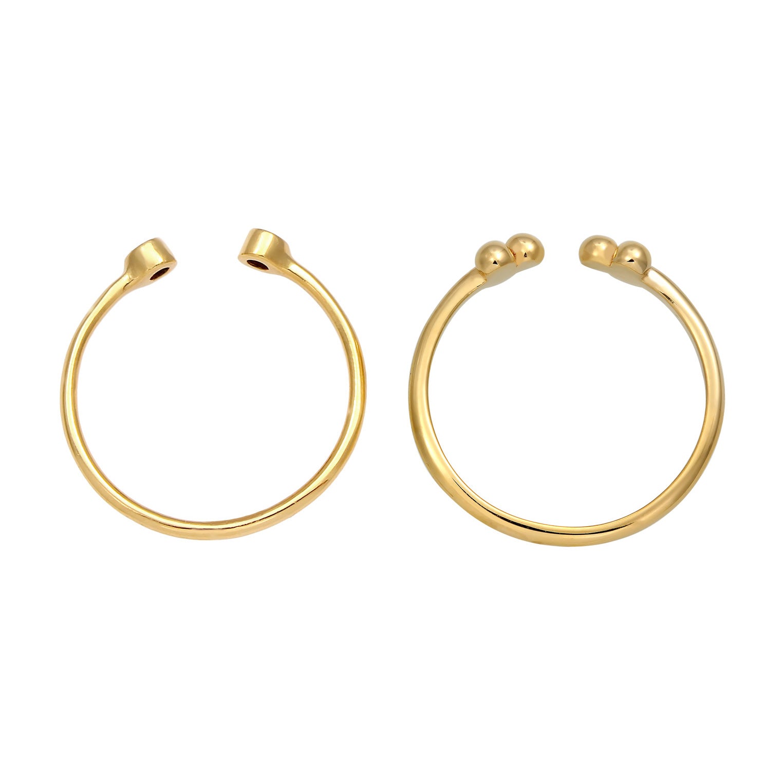 Gold - Elli | Ring-Set Kugel Offen | Mit Kristallen von Swarovski® (Weiß) | 925er Sterling Silber