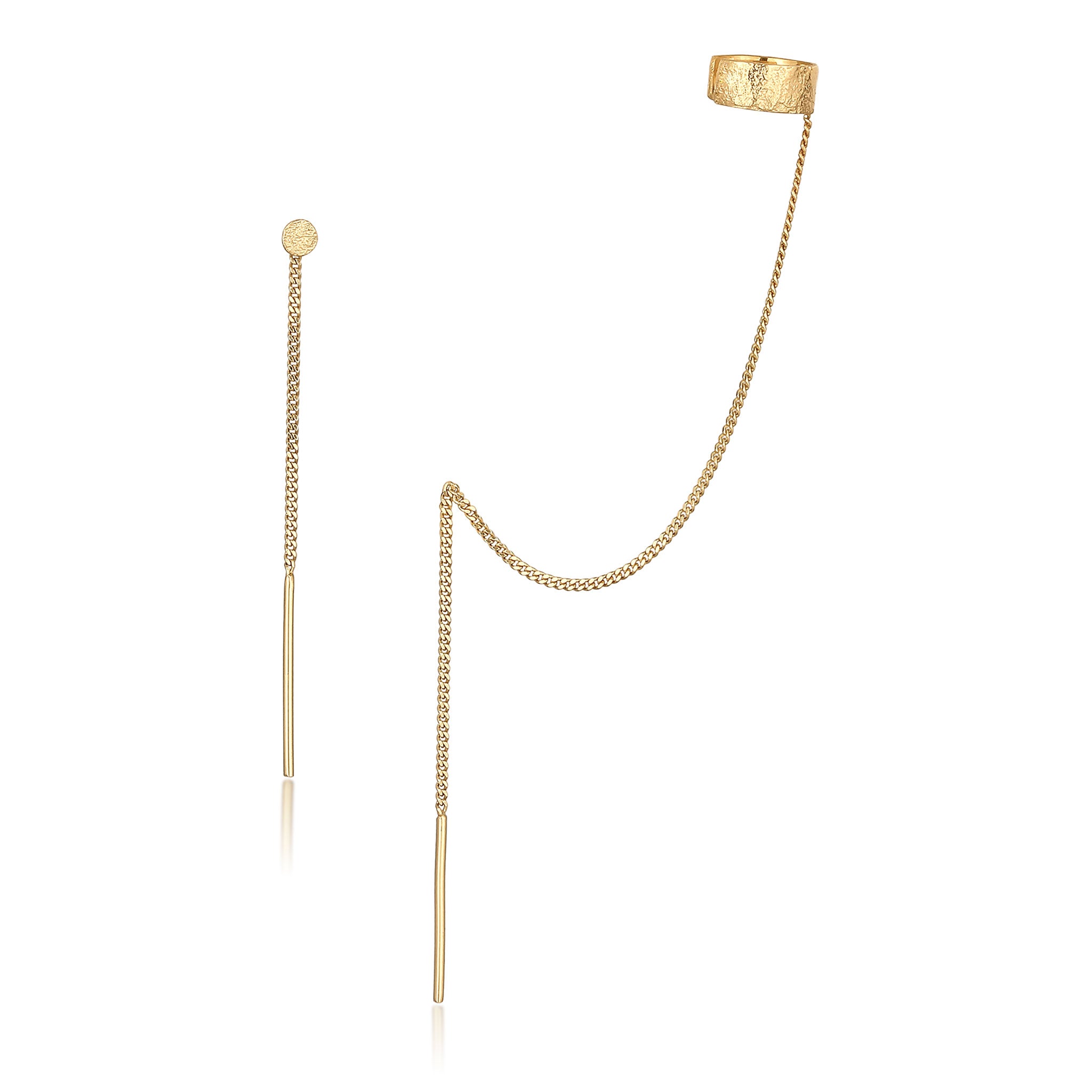 Gold - Elli | Ohrringset Earcuff Kette | 925er Sterling Silber vergoldet