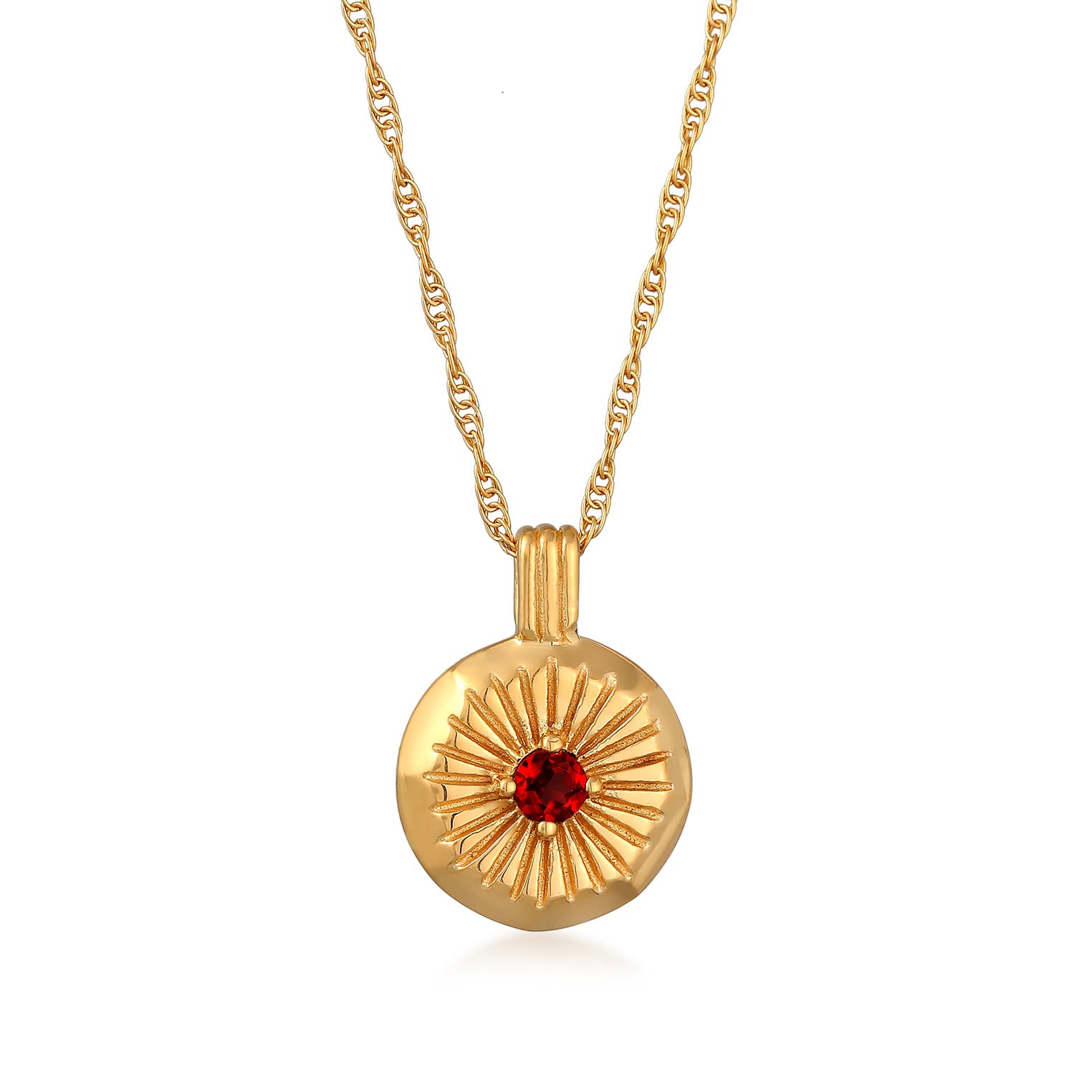 Gold - Elli | Halskette Organic | Granat (Rot) | 925er Sterling Silber Vergoldet