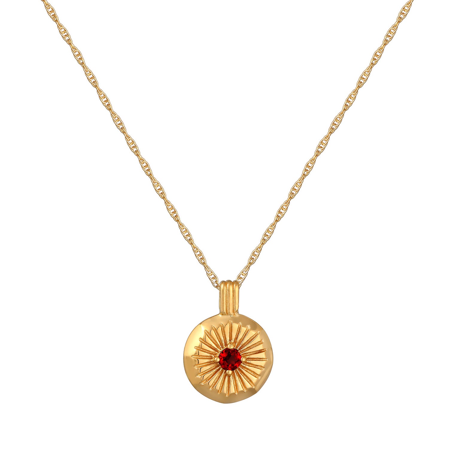 Gold - Elli | Halskette Organic | Granat (Rot) | 925er Sterling Silber Vergoldet