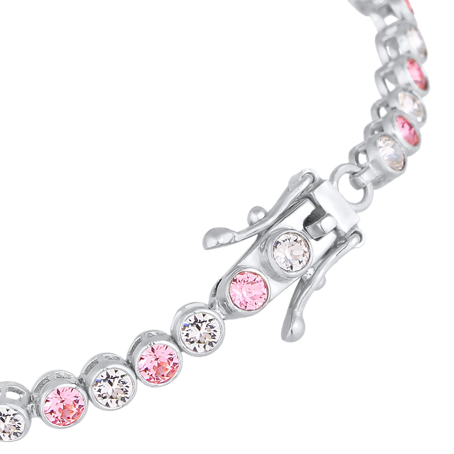 Silber - Elli PREMIUM | Tennisarmband | Kristalle (Weiß & Rosa) | 925er Sterling Silber