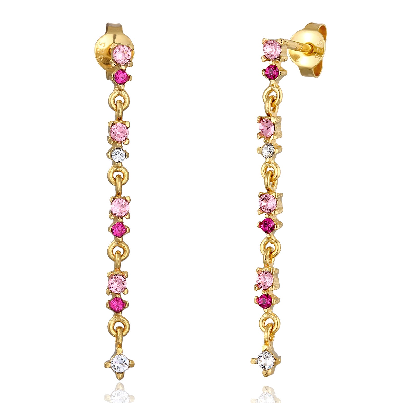 Gold - Elli | Ohrhänger | Glas Kristalle (Rosa) | 925er Sterling Silver