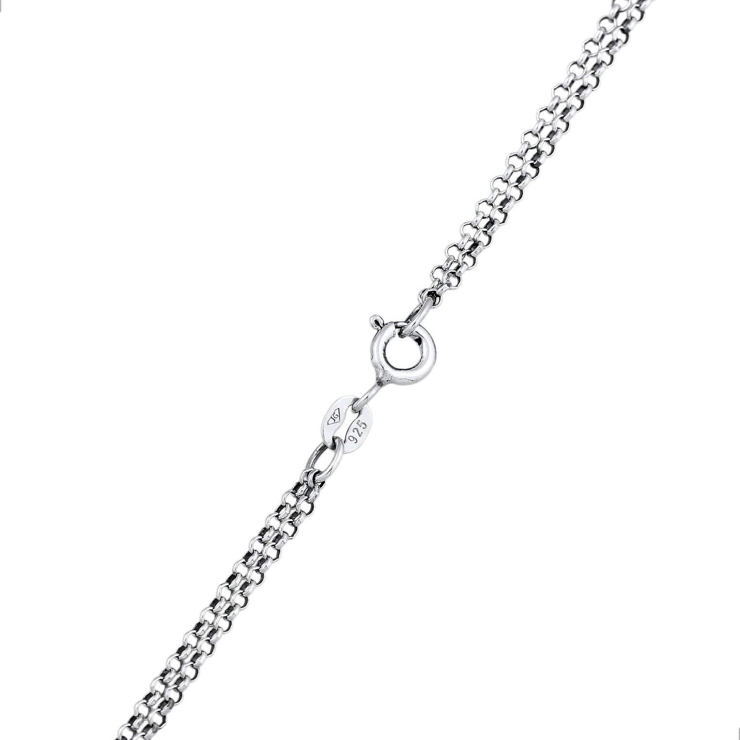 Schwarz - Elli | Halskette Herz Anhänger Edelweiss | 925er Sterling Silber