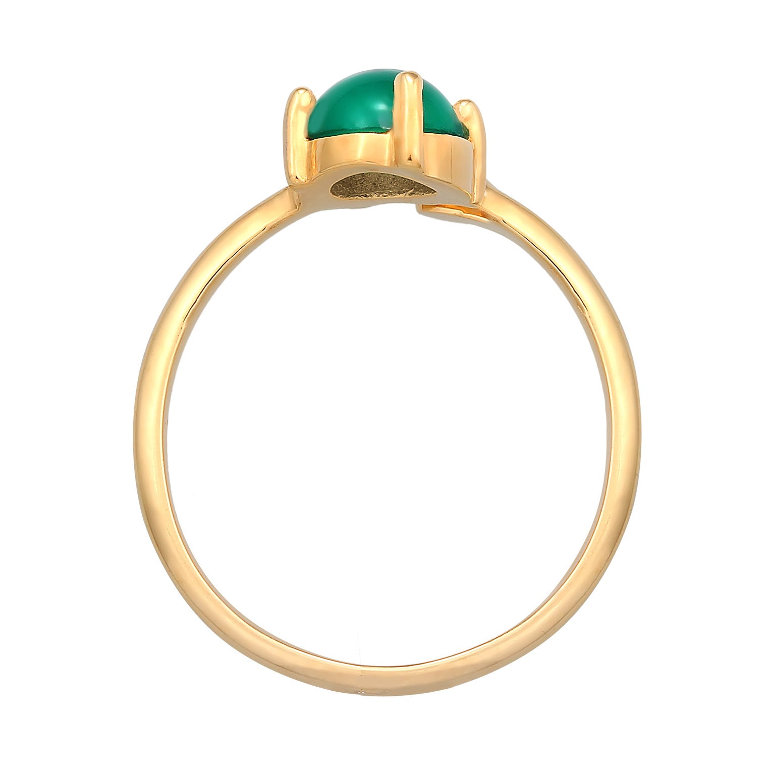 Gold - Elli PREMIUM | Ring Statement Offen | Achat (Grün) | 925er Sterling Silber