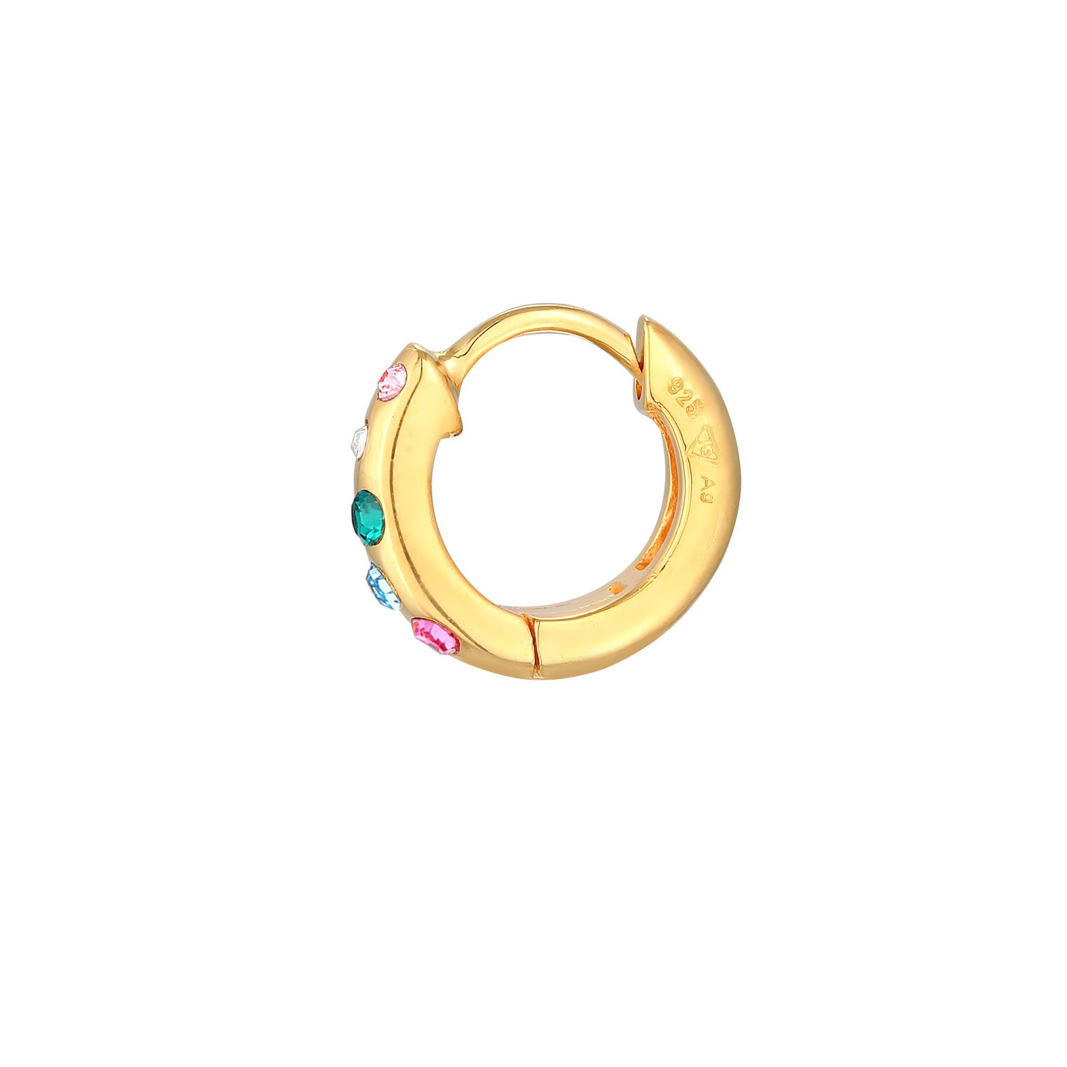 Gold - Elli | Creole | Kristall (Bunt) | 925er Sterling Silber Vergoldet