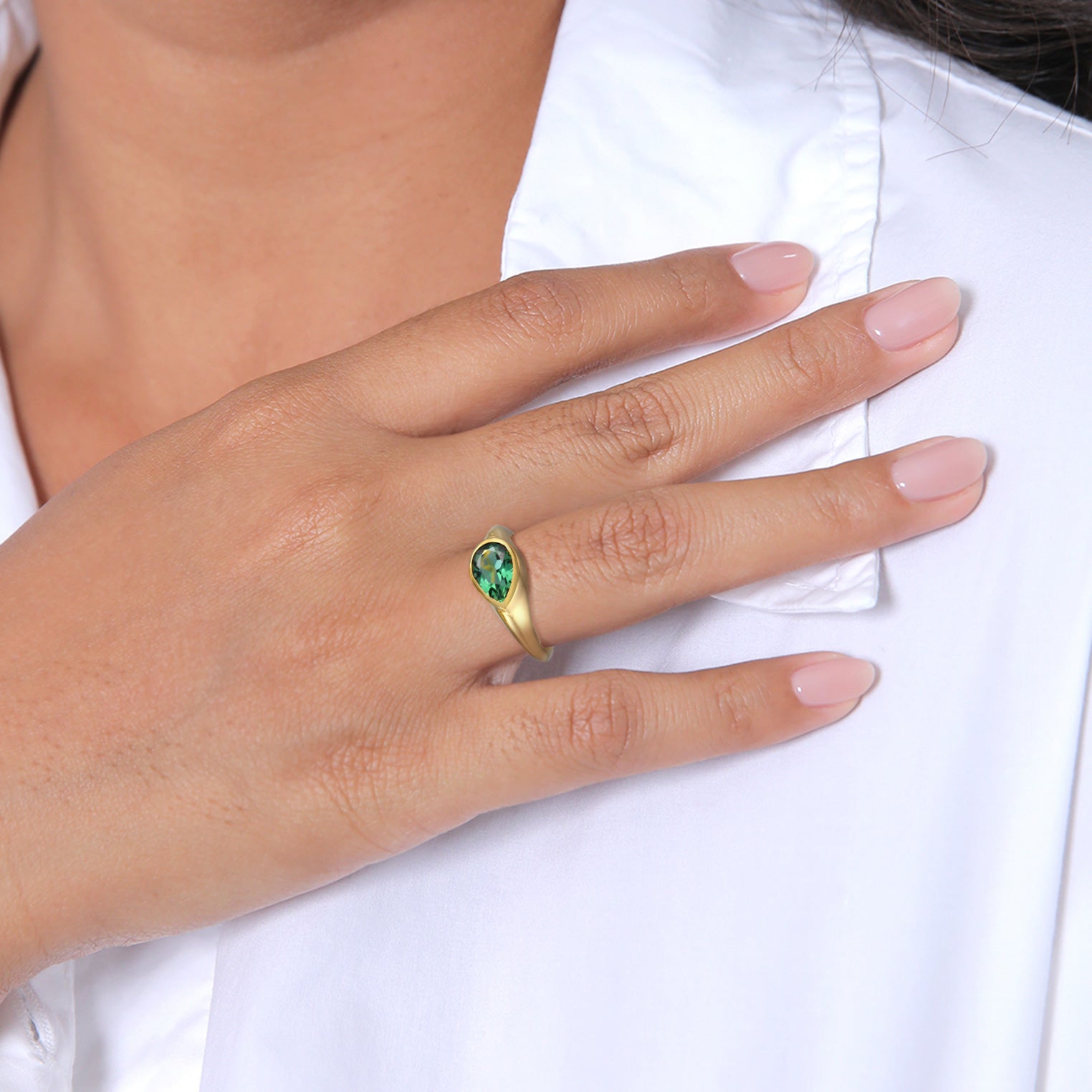 Gold - Elli PREMIUM | Solitär-Ring Klassik | Quarz (Grün) | 925er Sterling Silber