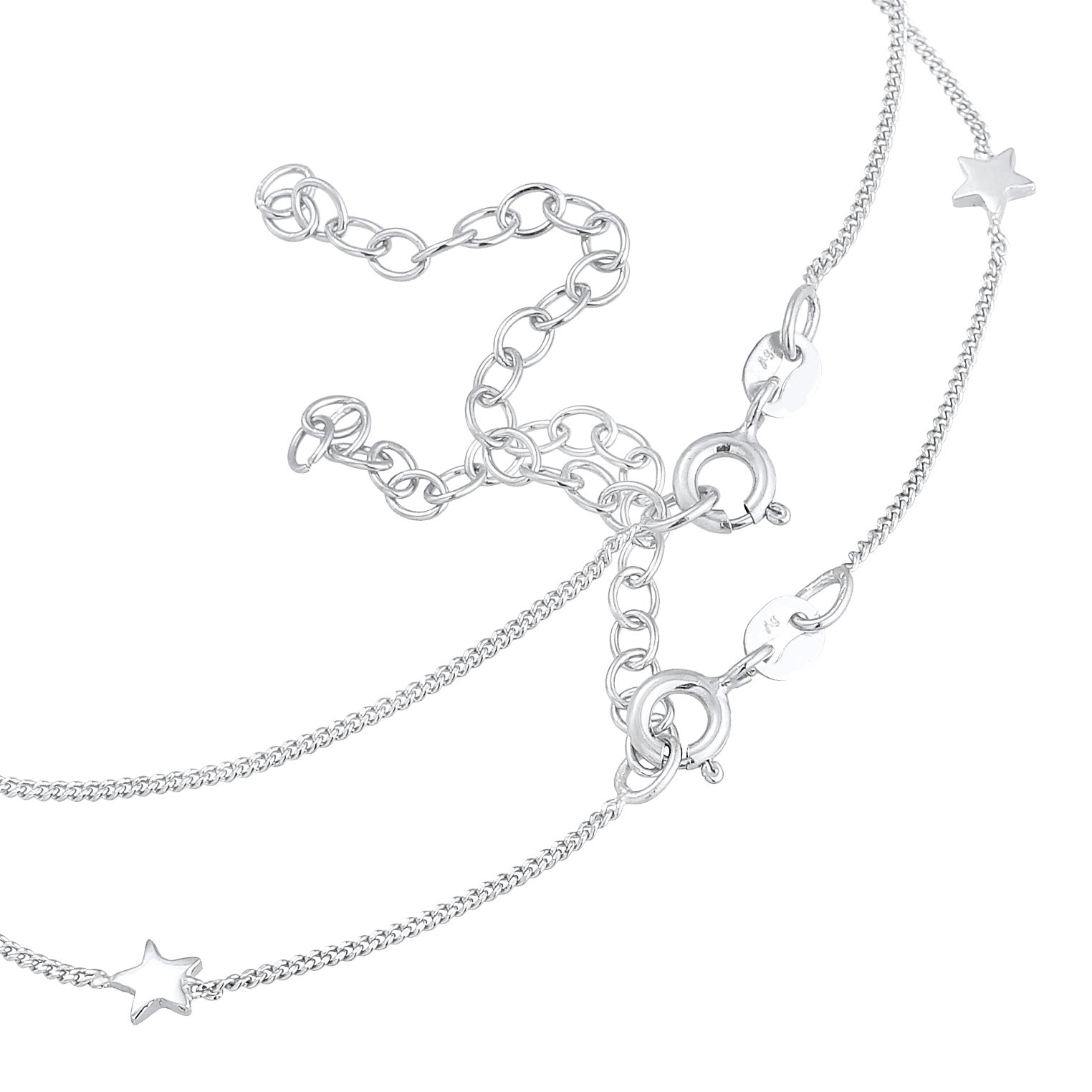 Silber - Elli | Fußkettchen Halbmond Set | 925er Sterling Silber