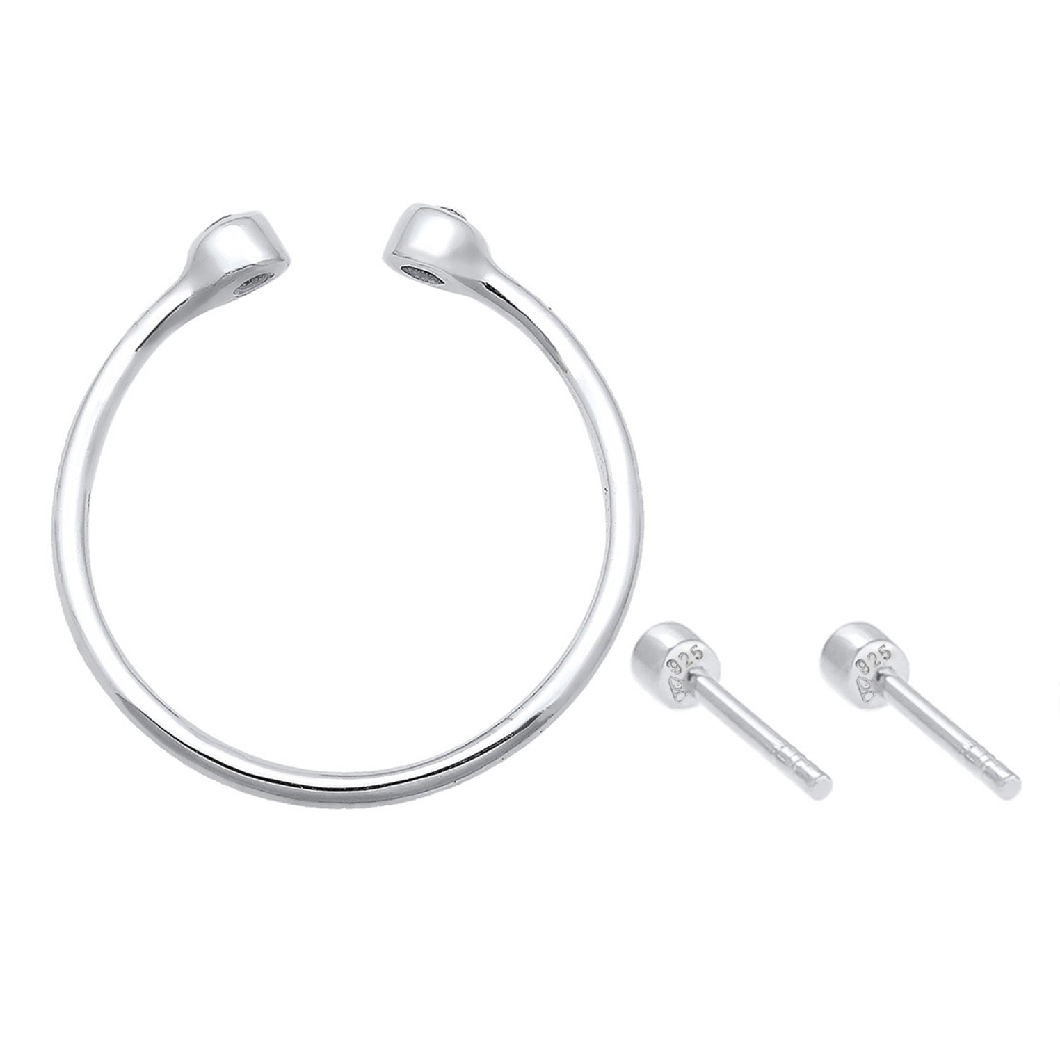 Silber - Elli | Schmuckset Solitär | Mit Kristallen von Swarovski® (Weiß) | 925er Sterling Silber