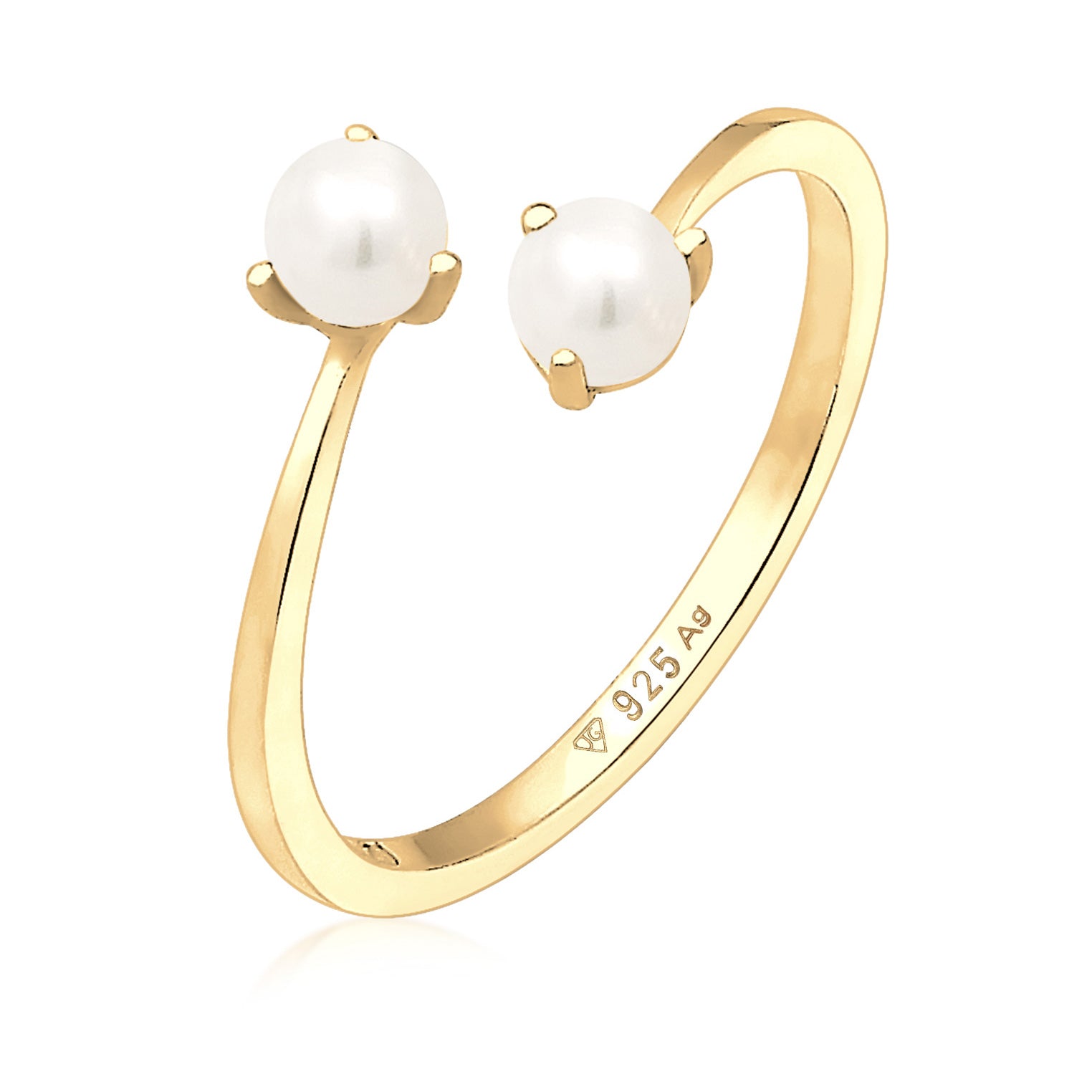 Gold - Elli | Ring | Süßwasserperle | 925er Sterling Silber Vergoldet