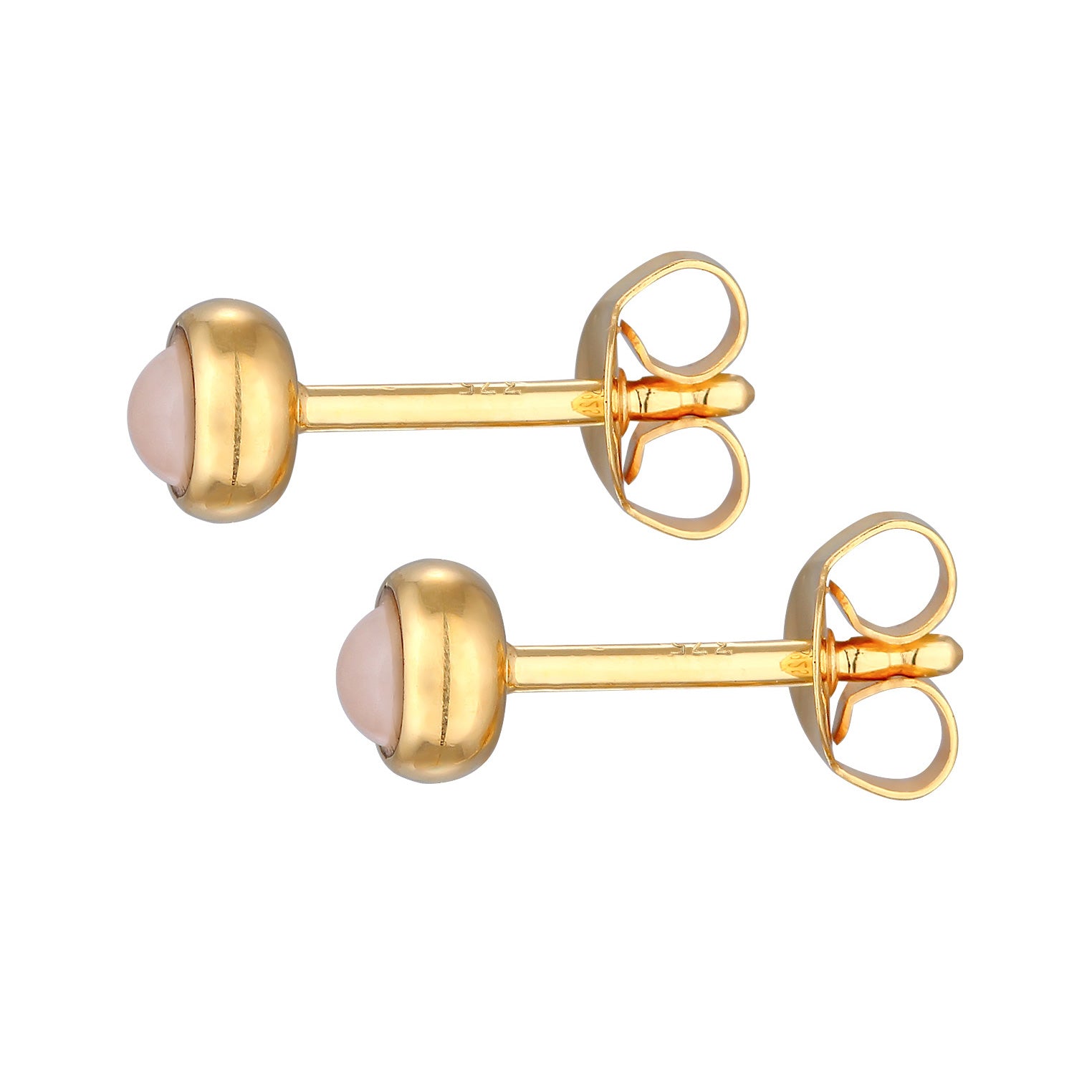 Gold - Elli PREMIUM | Ohrstecker Solitär | Quarz (Rosa) | 375er Gelbgoold