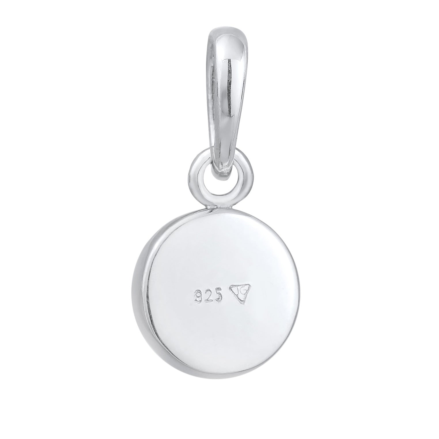 Silber - Elli | Solitär-Anhänger Rund | Mondstein (Weiß) | 925er Sterling Silber