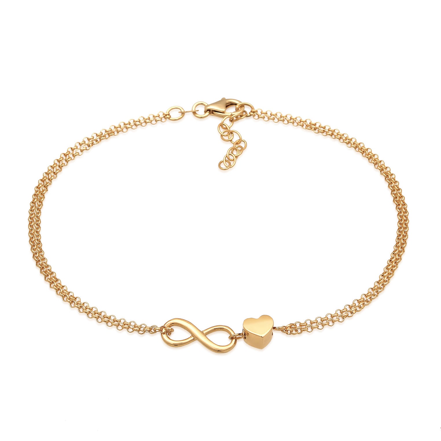 Gold - Elli | Fußkettchen Herz Unendlichkeit | 925er Sterling Silber