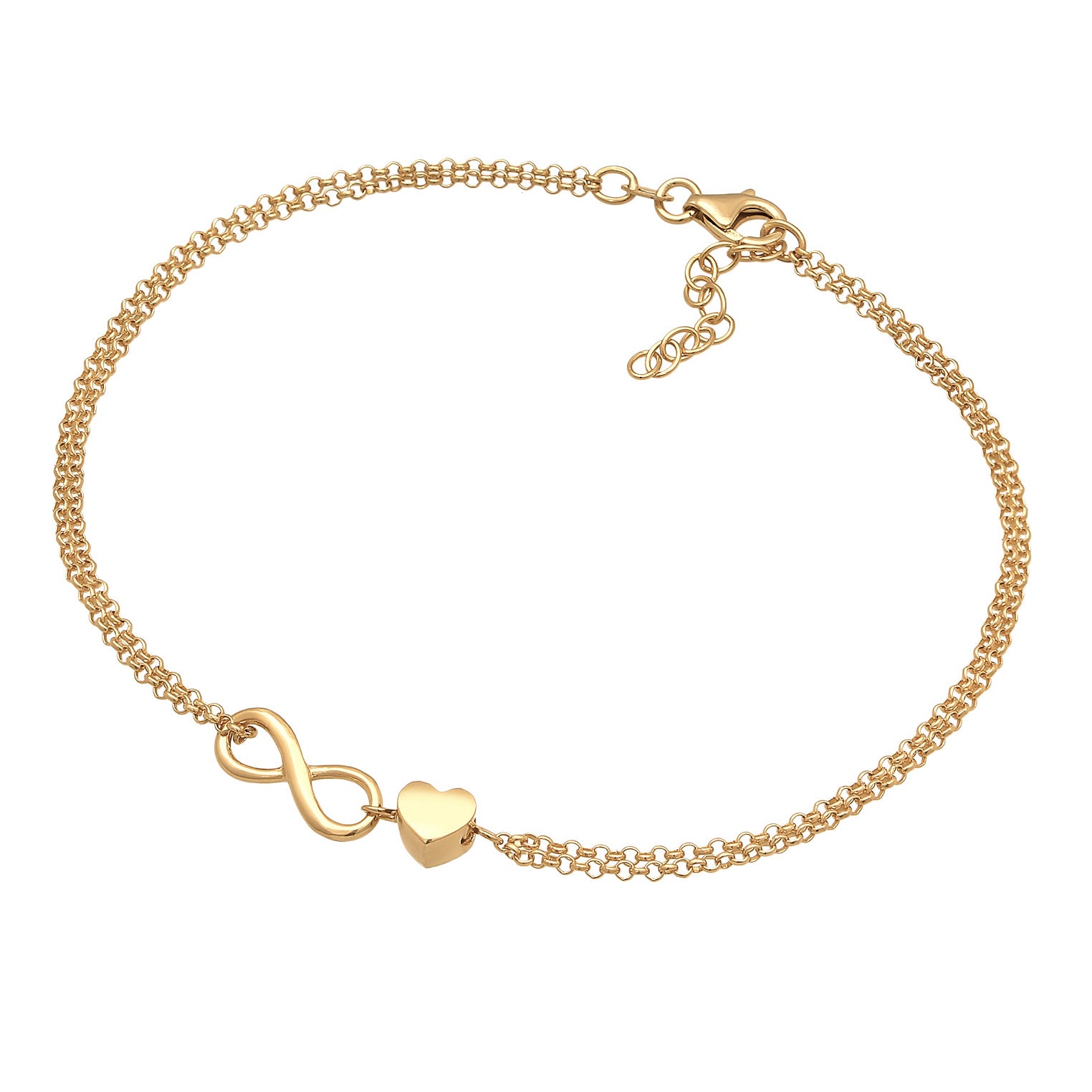 Gold - Elli | Fußkettchen Herz Unendlichkeit | 925er Sterling Silber